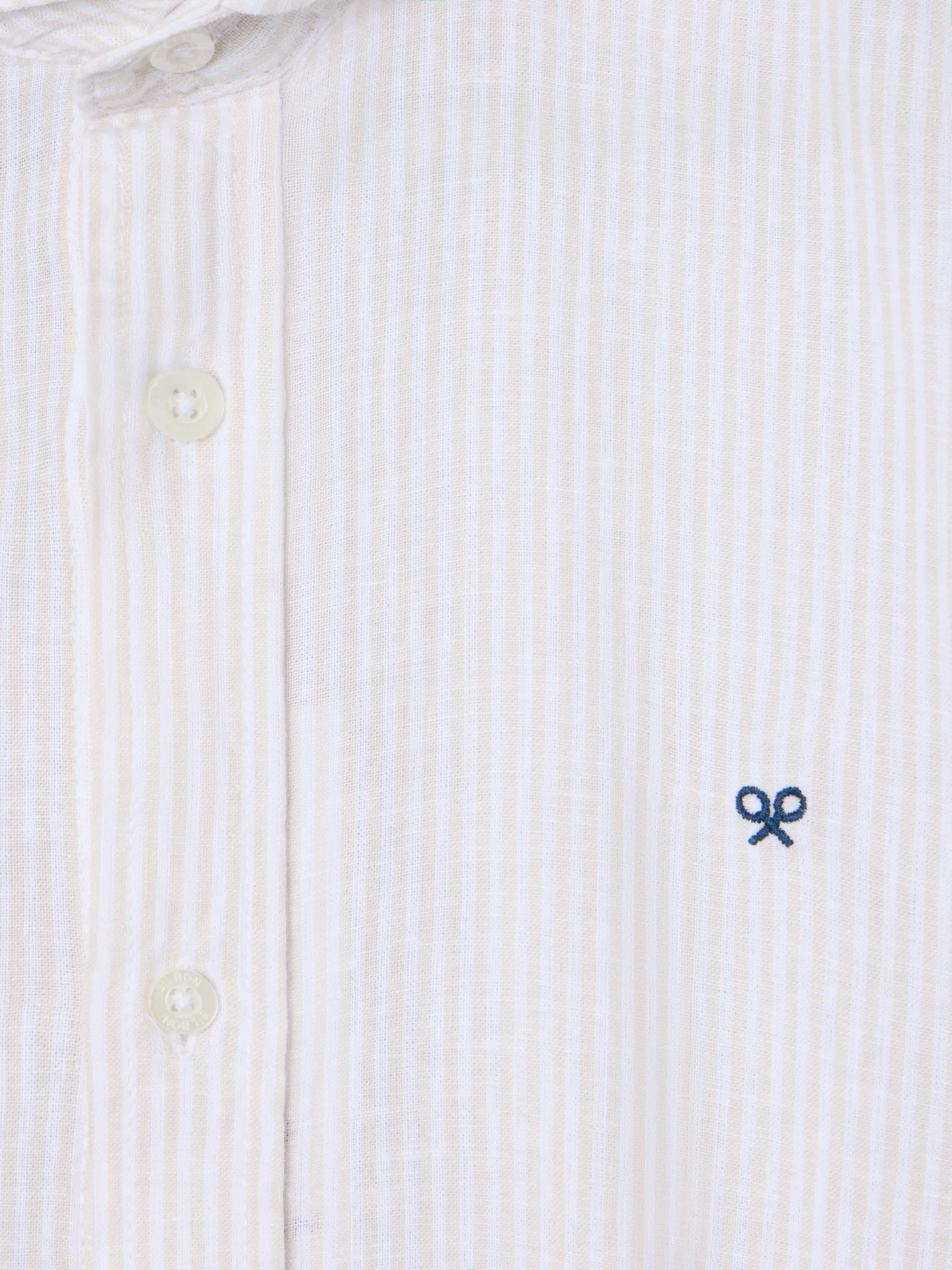 Camisa sport lino rayas beige - Image 2