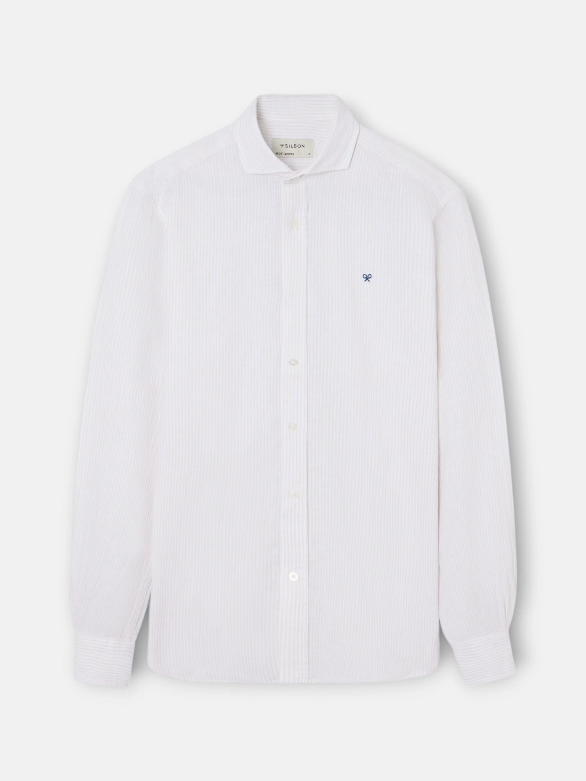 Camisa sport lino rayas beige - Image 5