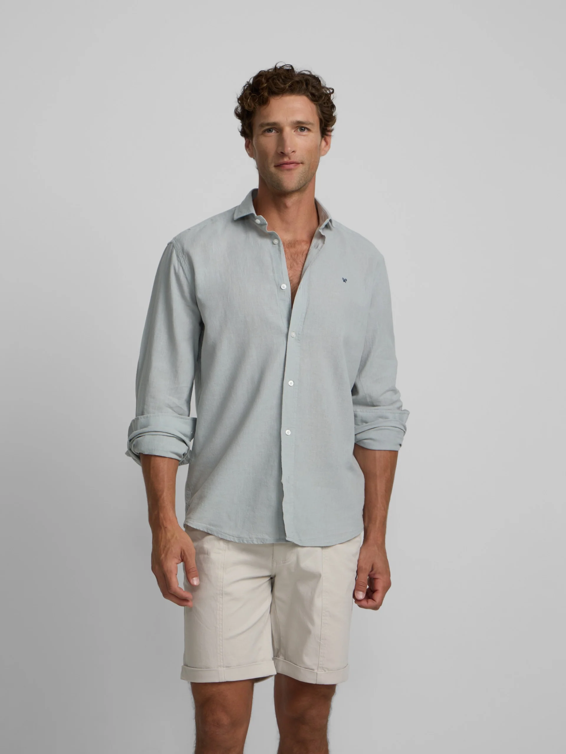 Camisa sport lino verde claro - Image 3