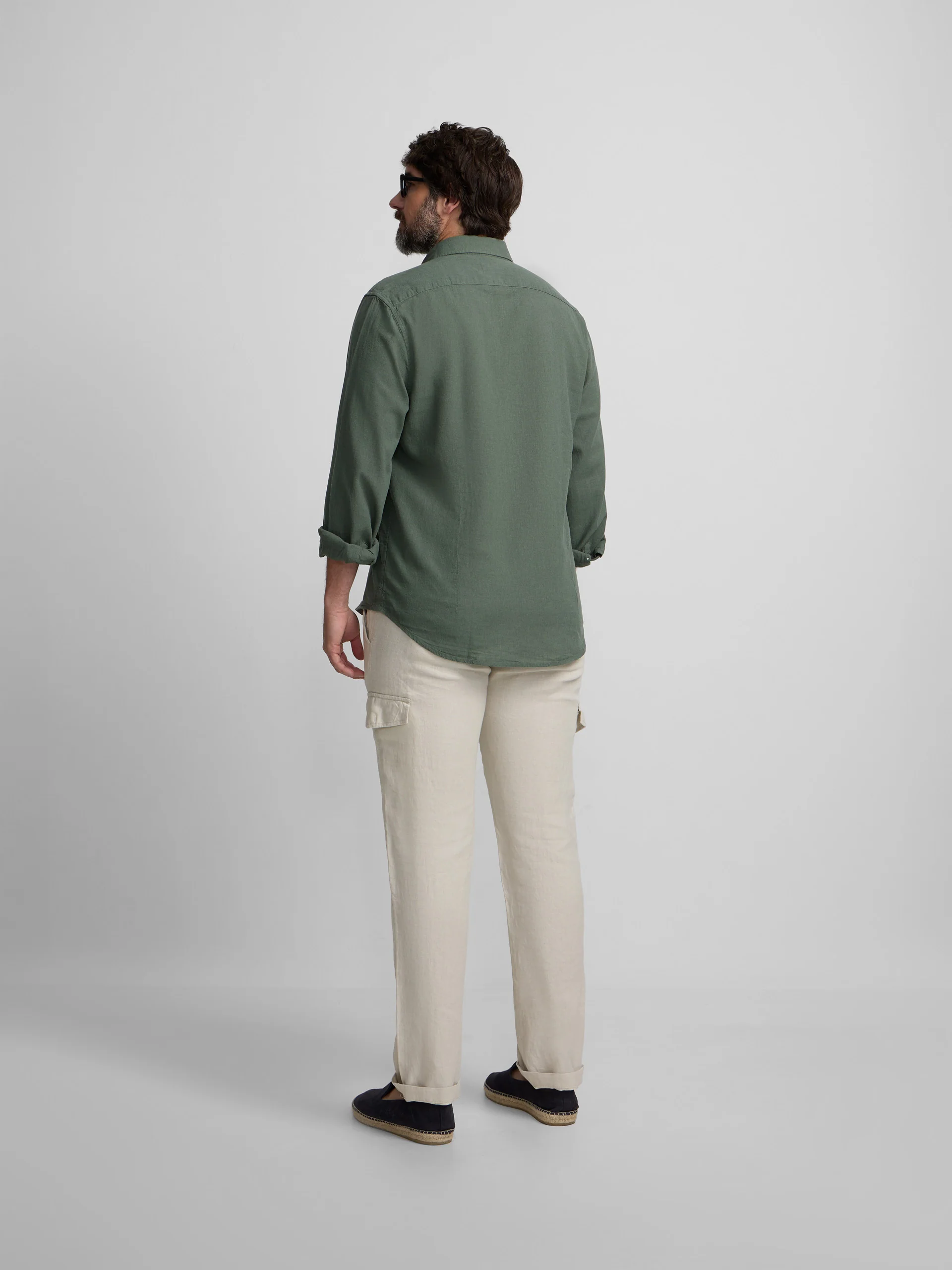 Camisa sport lino verde oscuro - Image 10