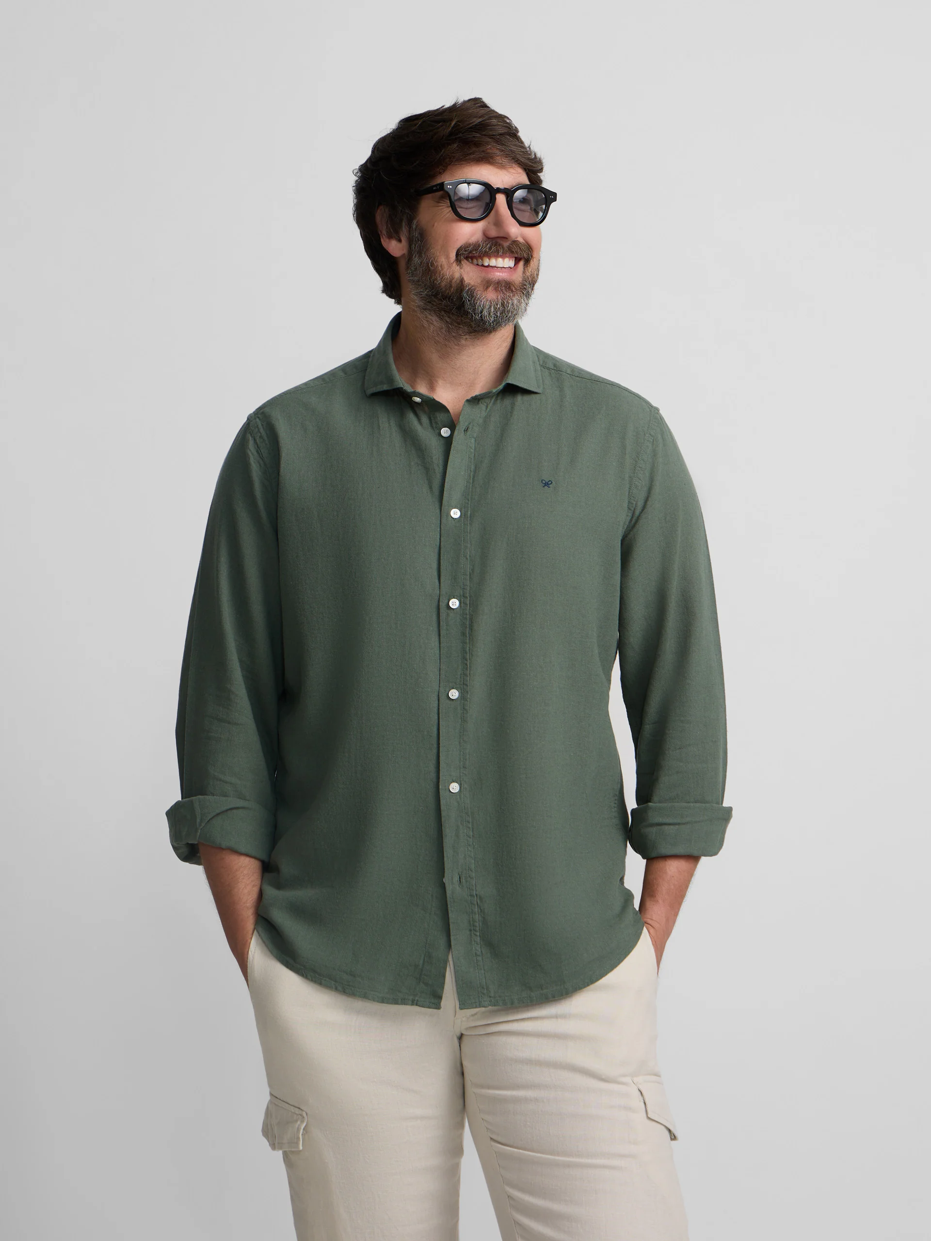 Camisa sport lino verde oscuro - Image 5