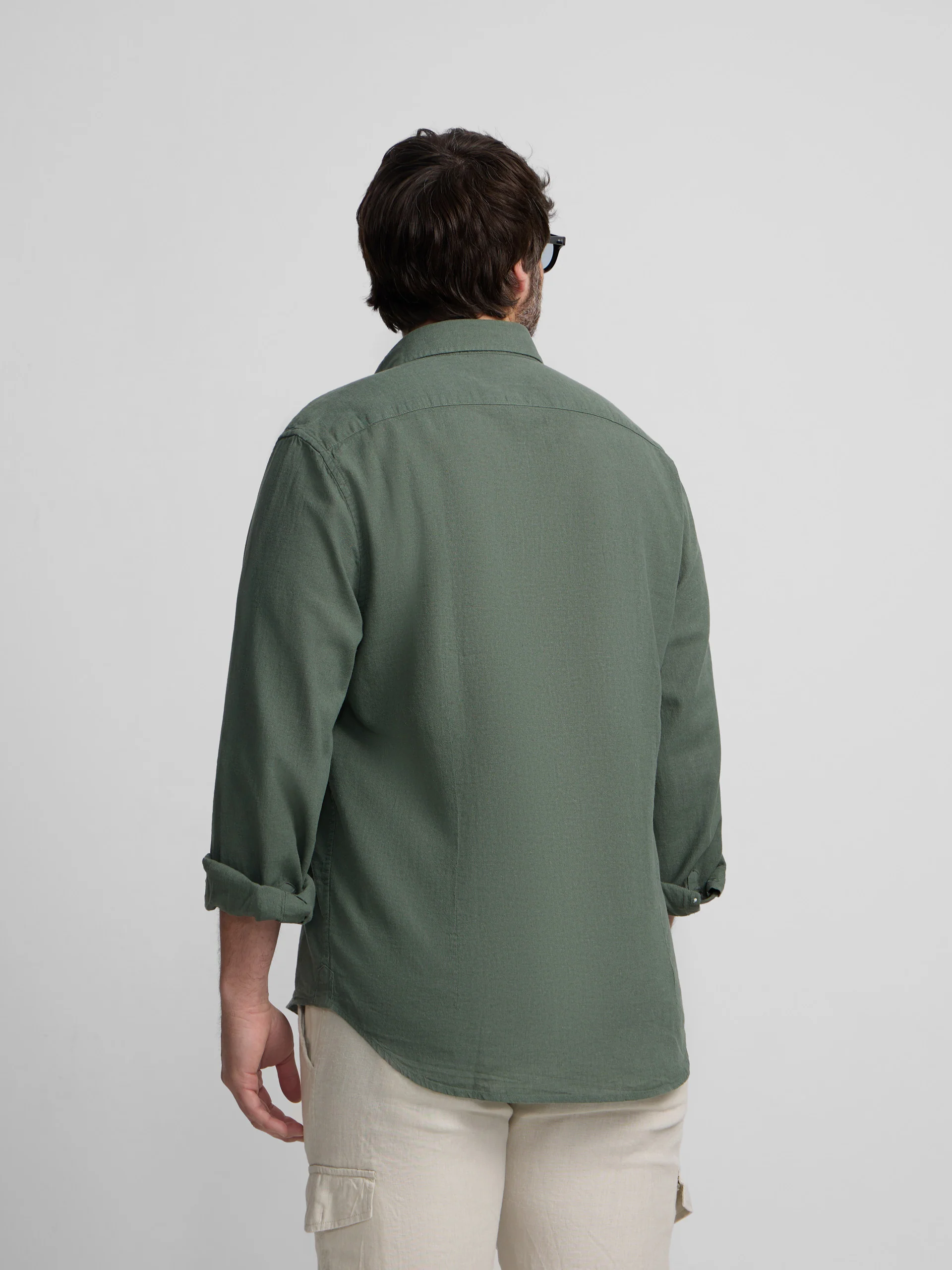 Camisa sport lino verde oscuro - Image 8