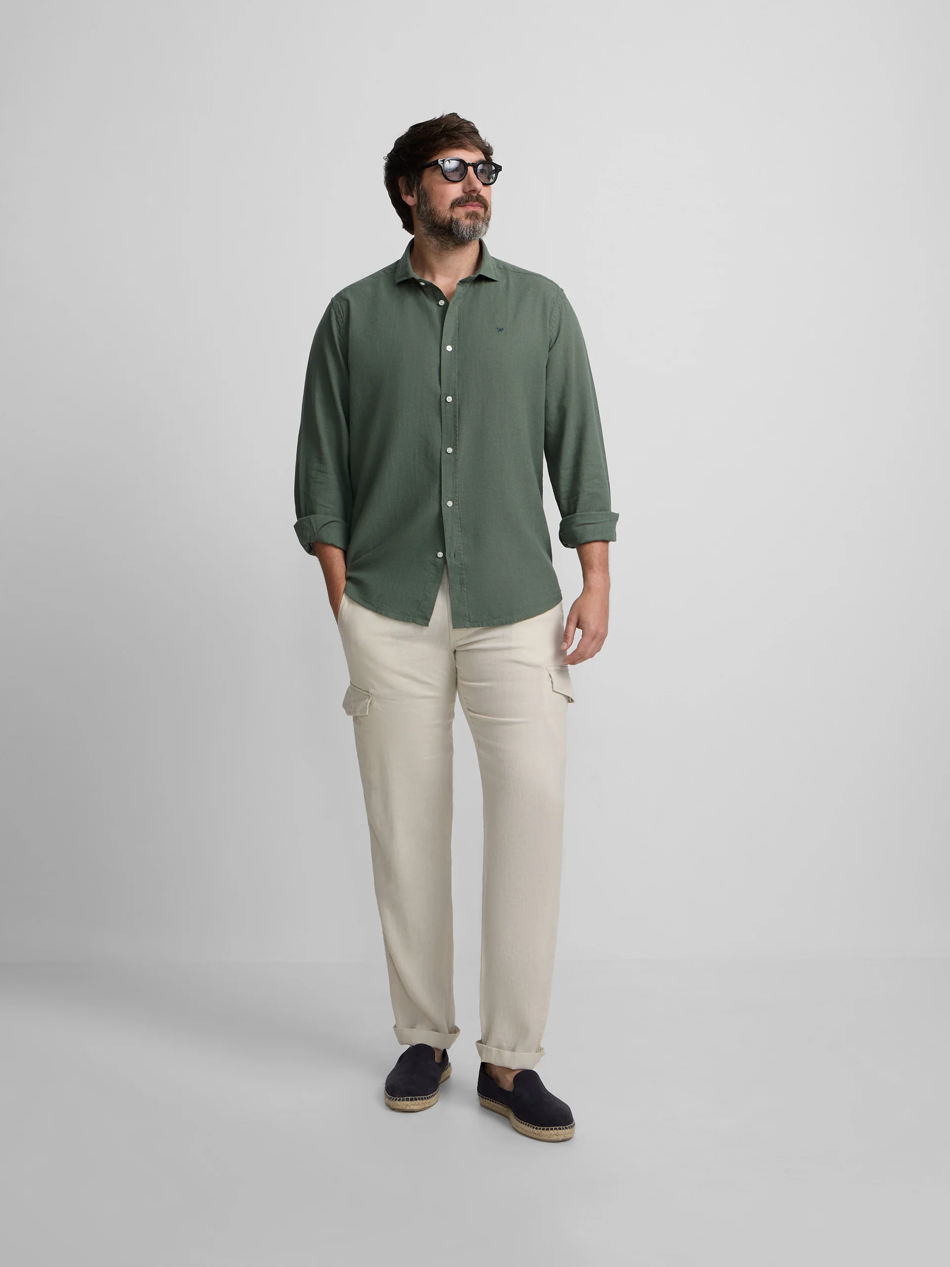 Camisa sport lino verde oscuro - Image 9