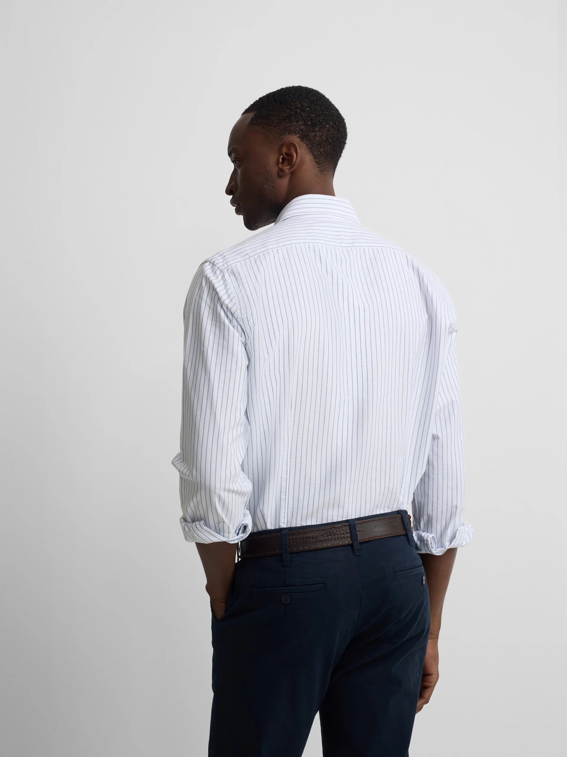 Camisa sport oxford blanca raya fina navy - Image 3