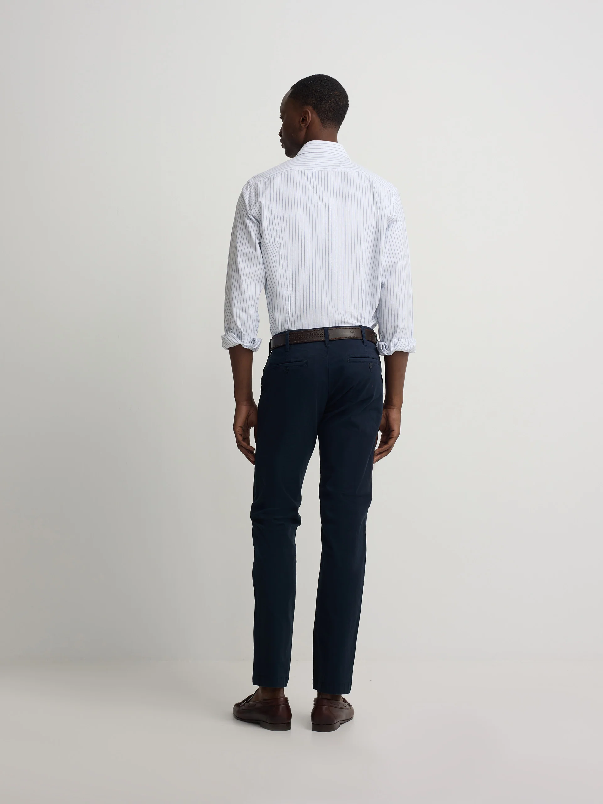 Camisa sport oxford blanca raya fina navy - Image 6