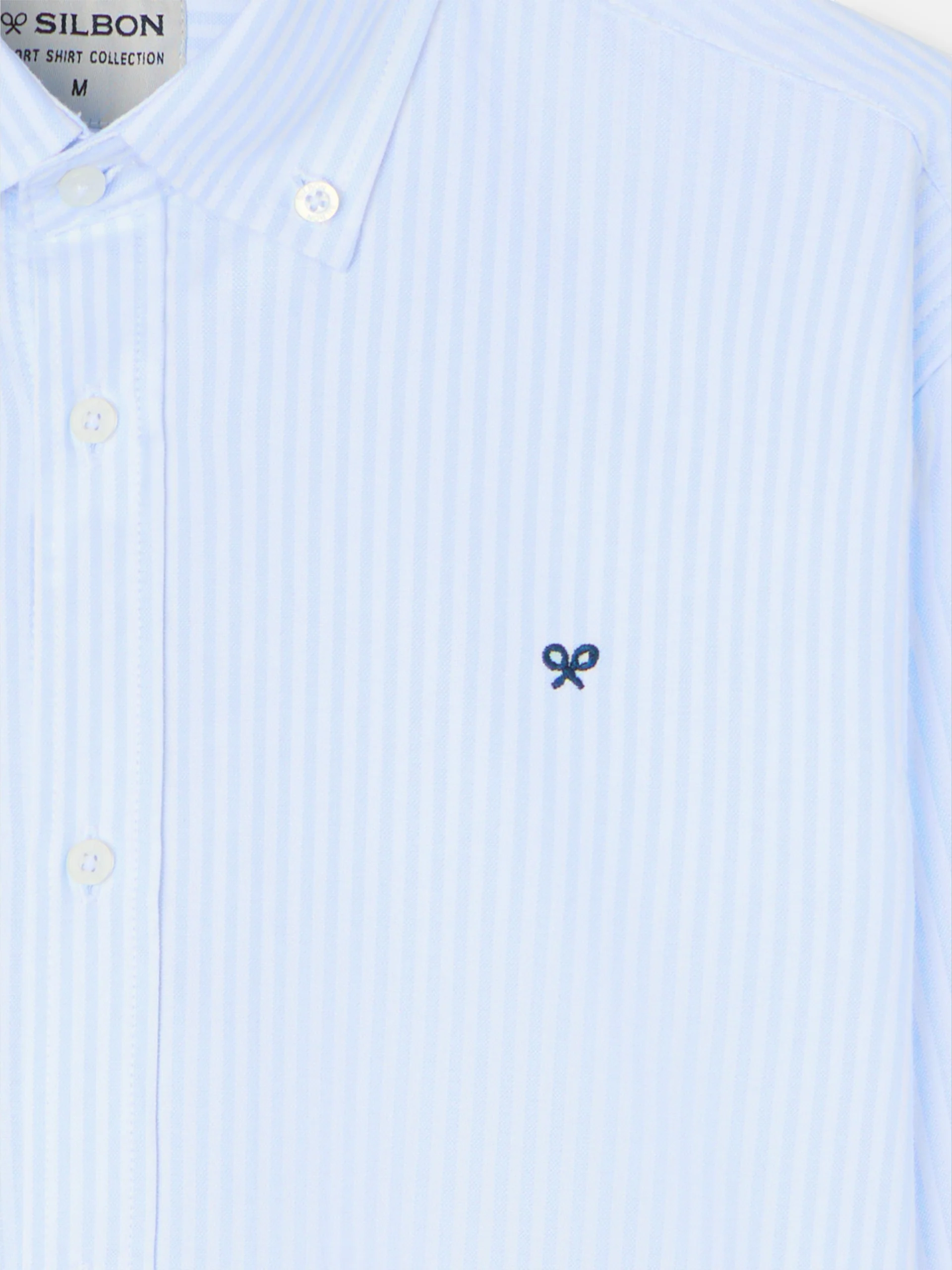 Camisa sport oxford raqueta rayas ancha celeste - Image 2