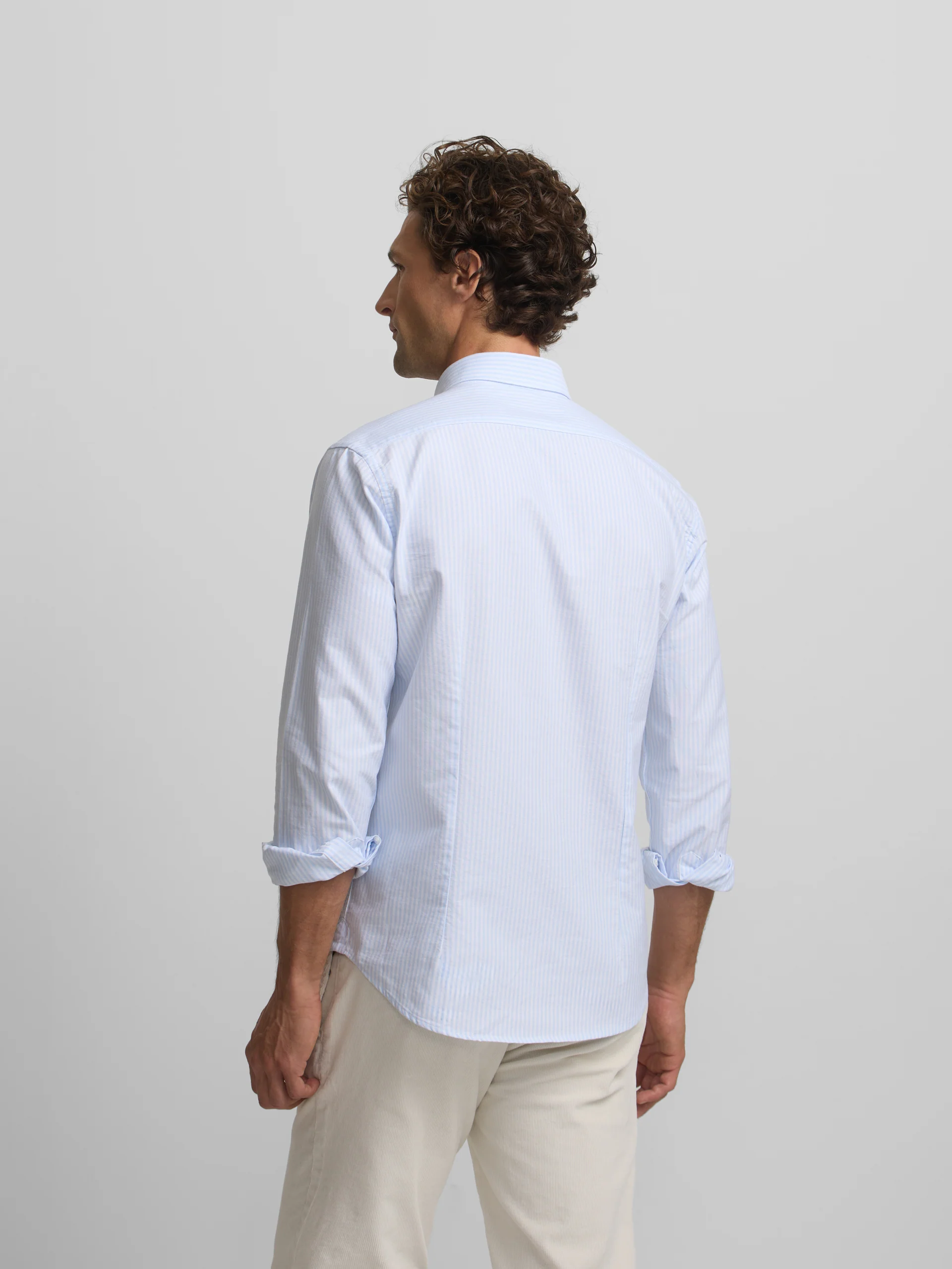 Camisa sport oxford raqueta rayas ancha celeste - Image 4