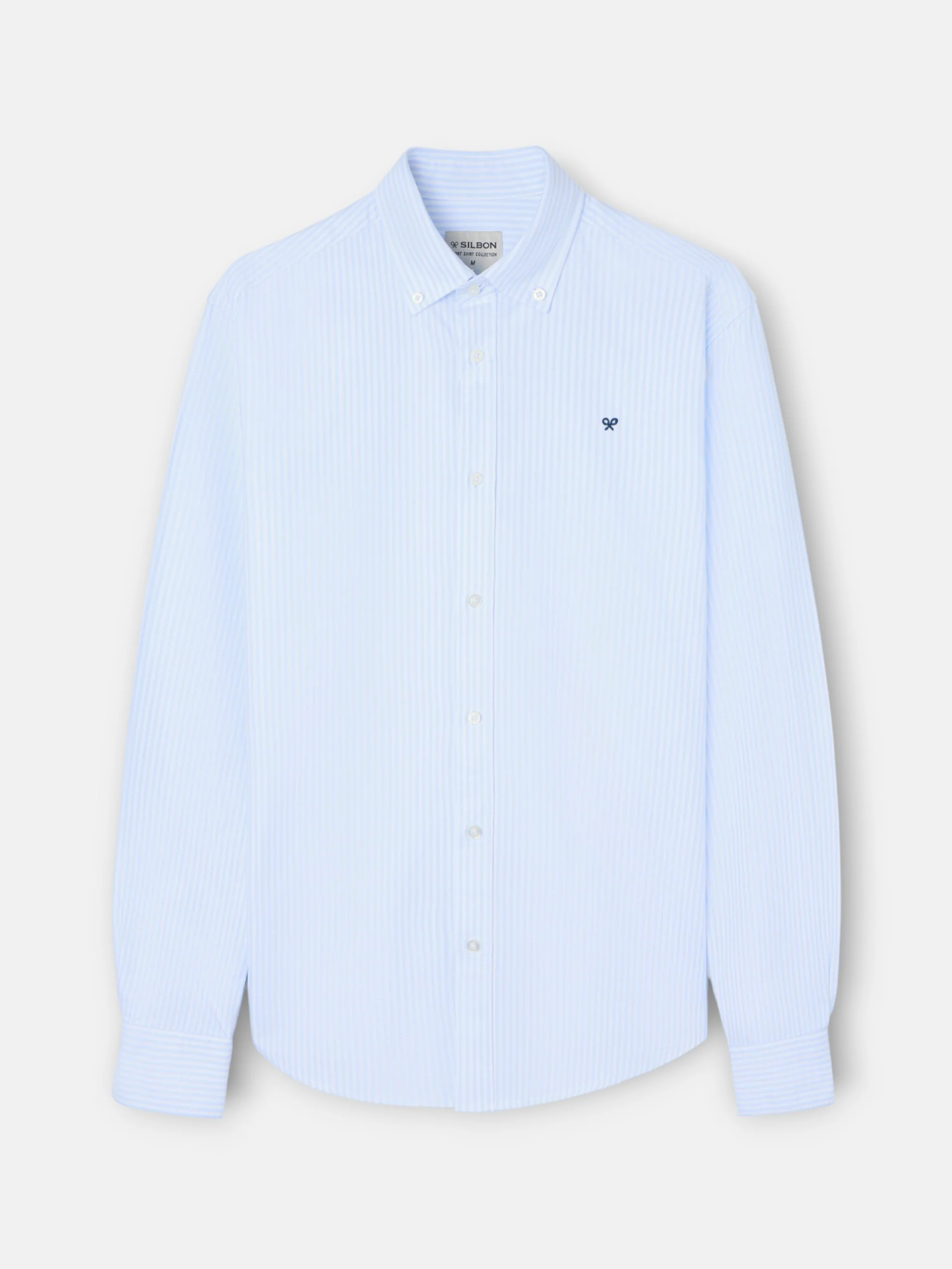 Camisa sport oxford raqueta rayas ancha celeste - Image 5