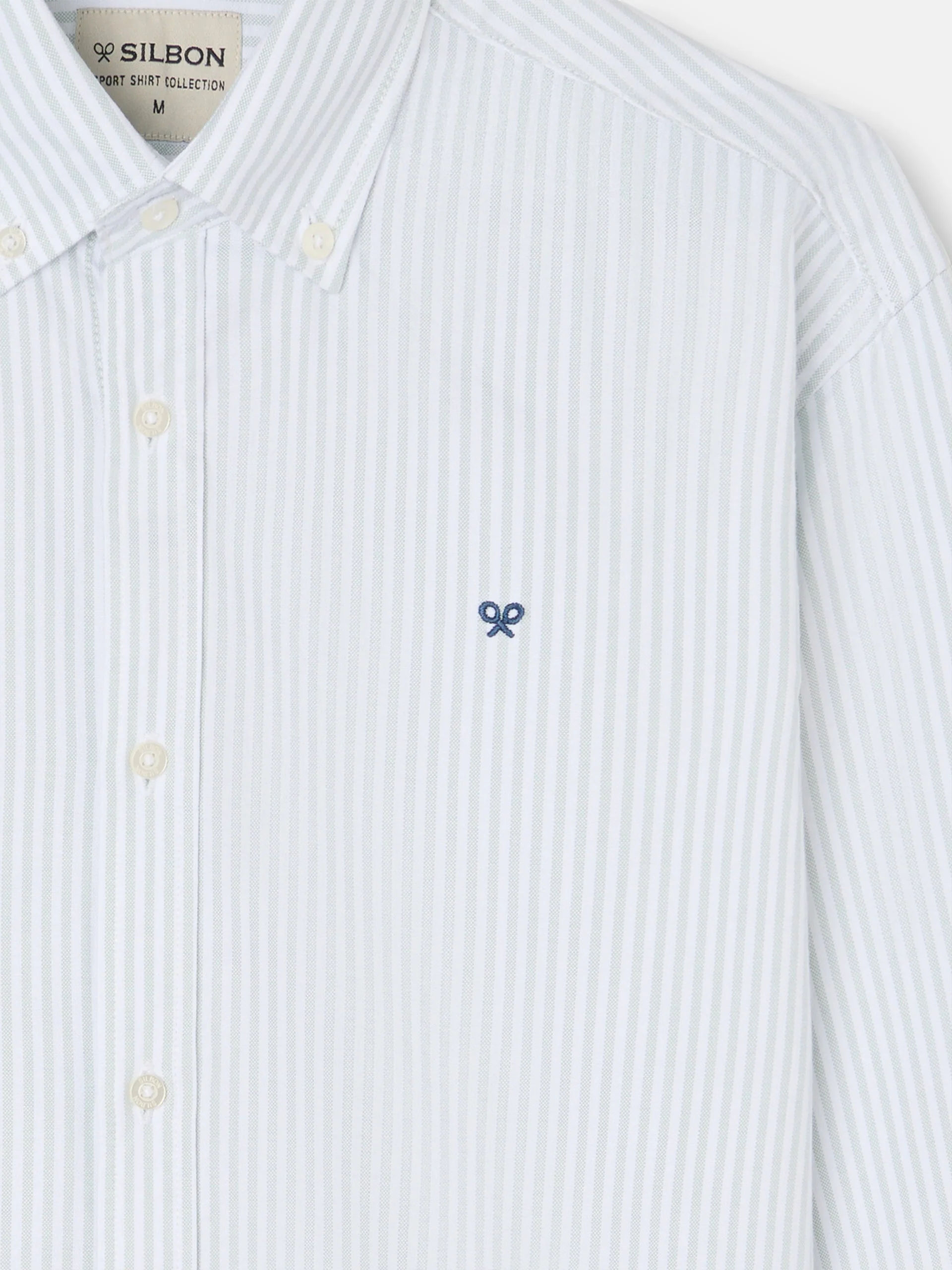 Camisa sport oxford raqueta rayas ancha verde - Image 2
