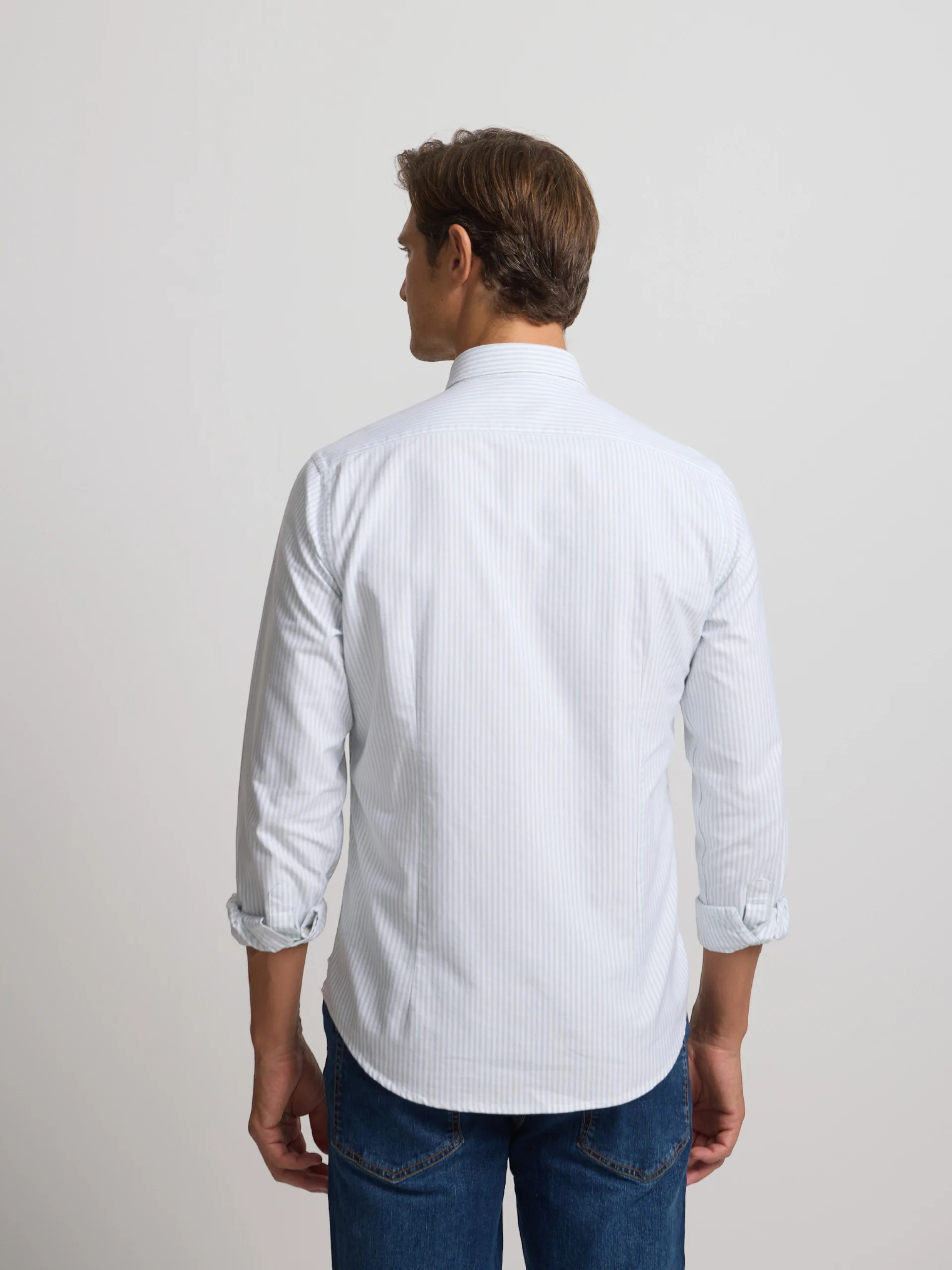 Camisa sport oxford raqueta rayas ancha verde - Image 4