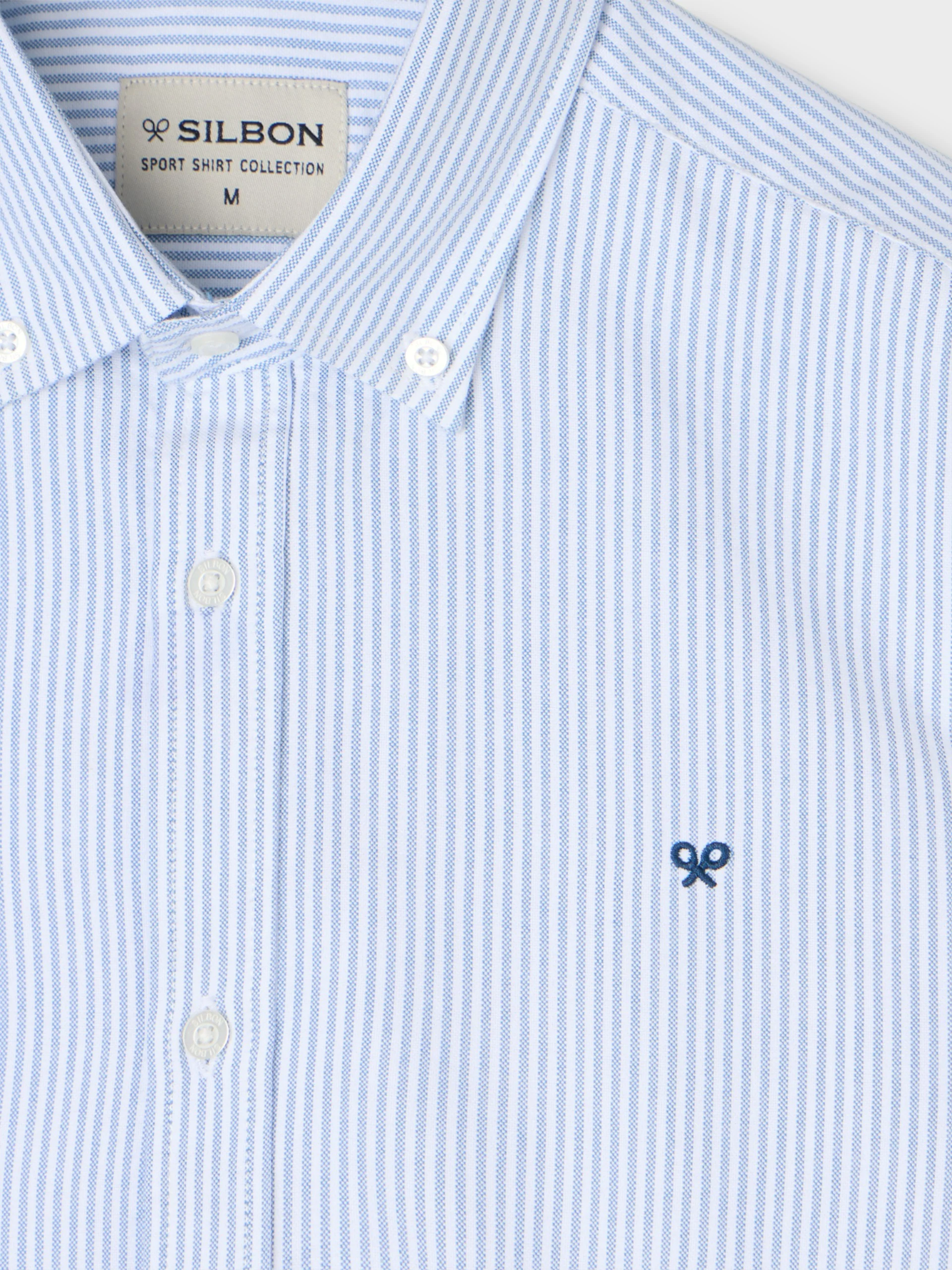 Camisa sport oxford raquetas rayas azul medio - Image 2