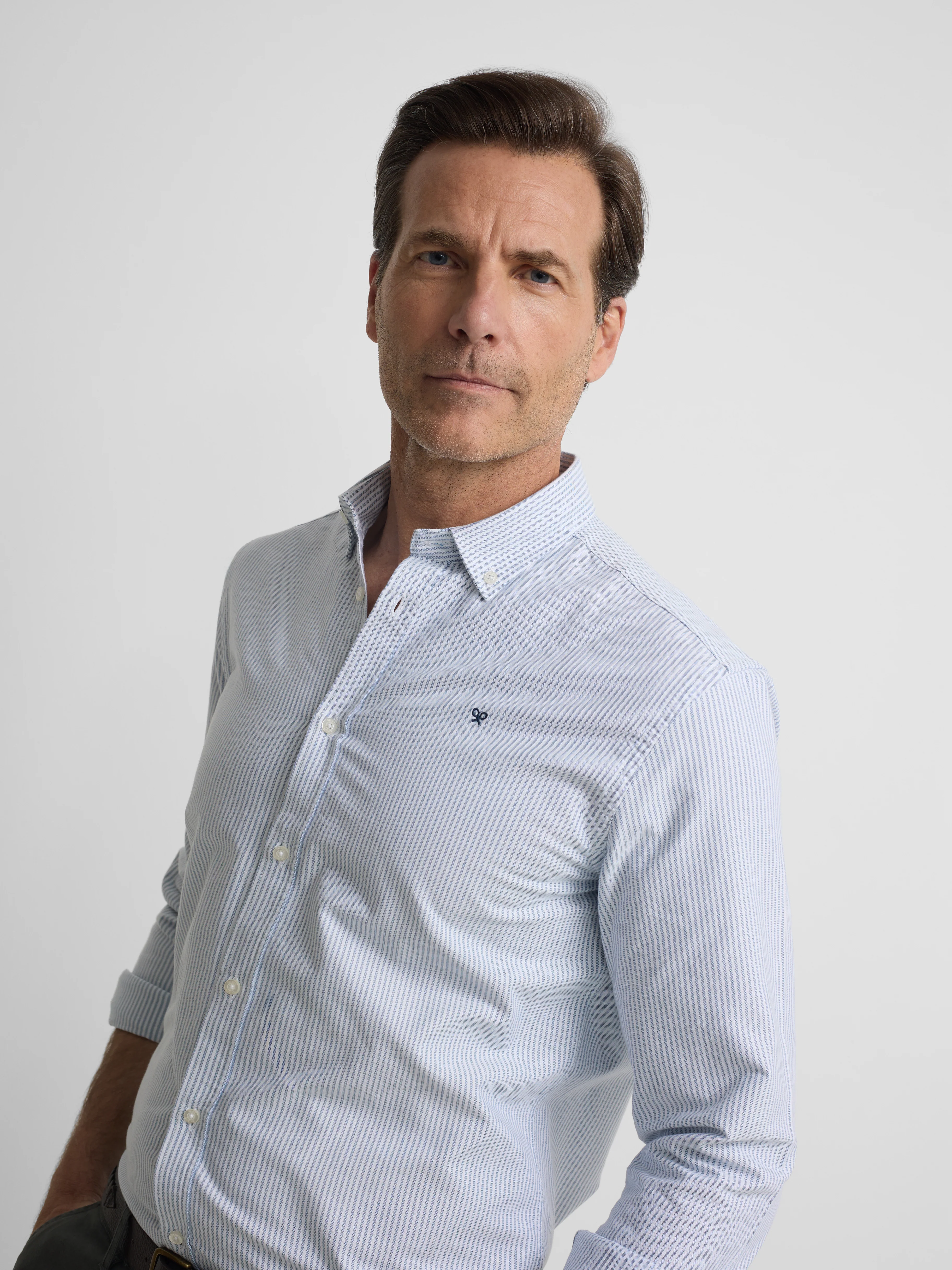 Camisa sport oxford raquetas rayas azul medio - Image 3