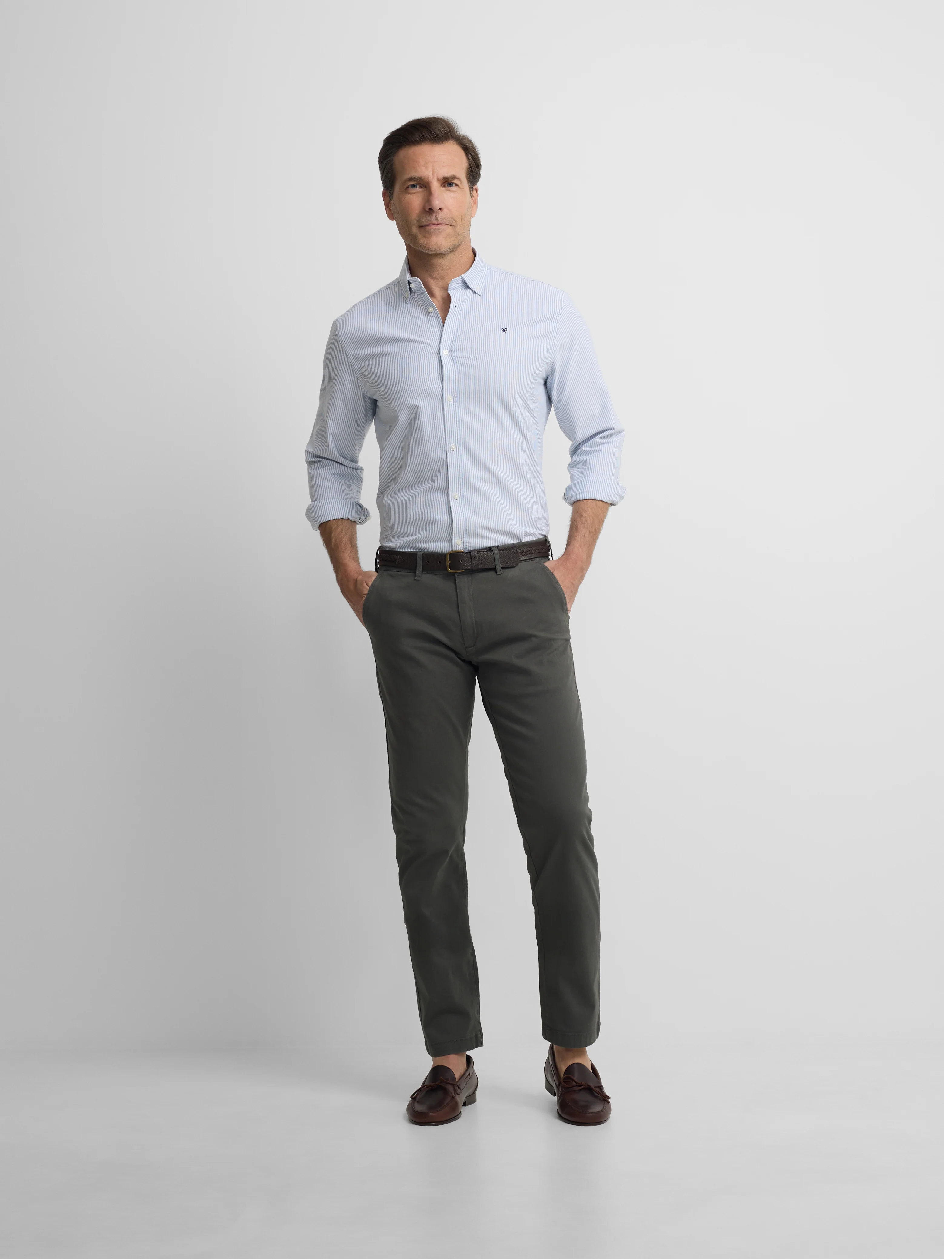 Camisa sport oxford raquetas rayas azul medio - Image 4