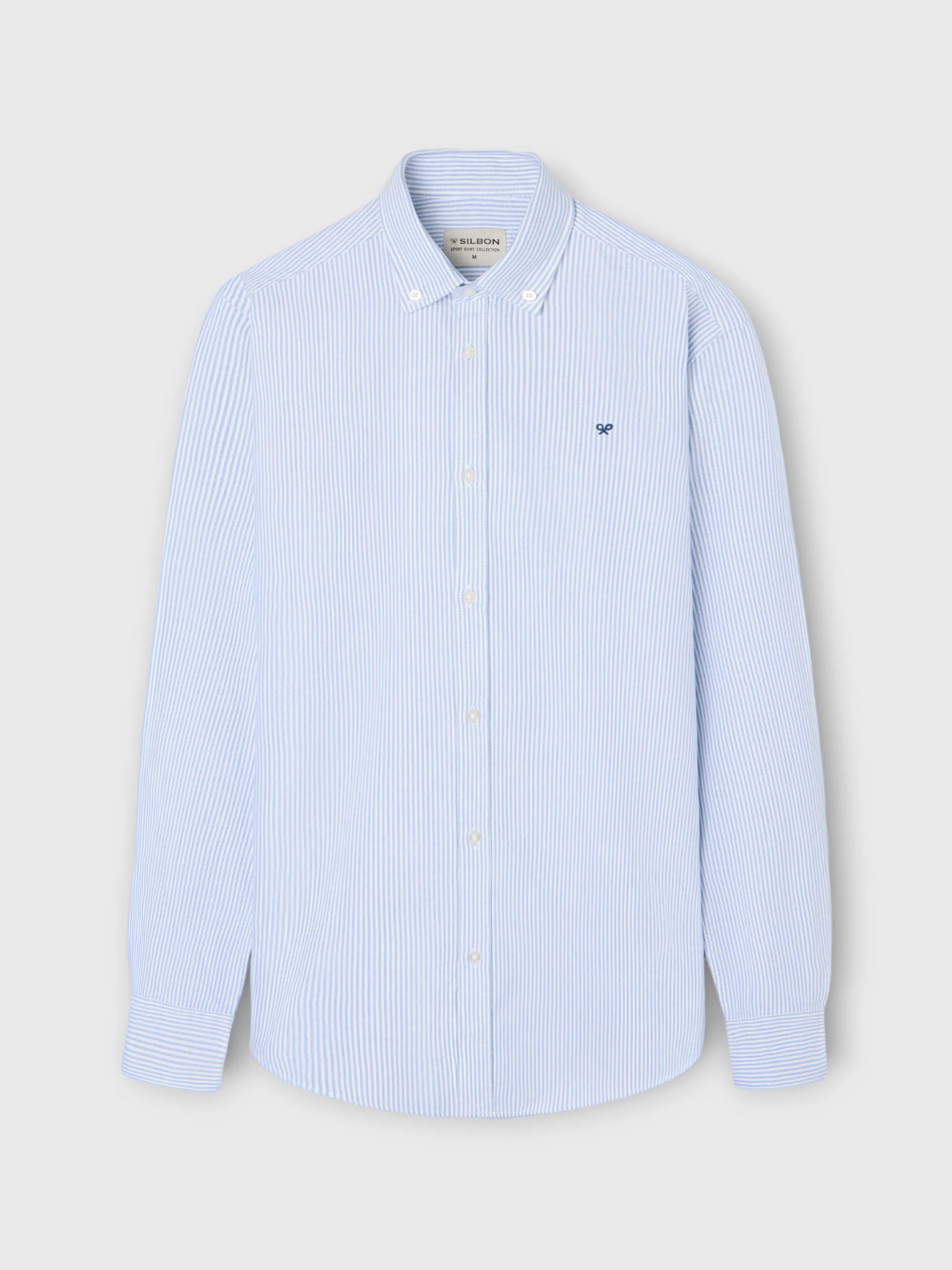 Camisa sport oxford raquetas rayas azul medio - Image 7
