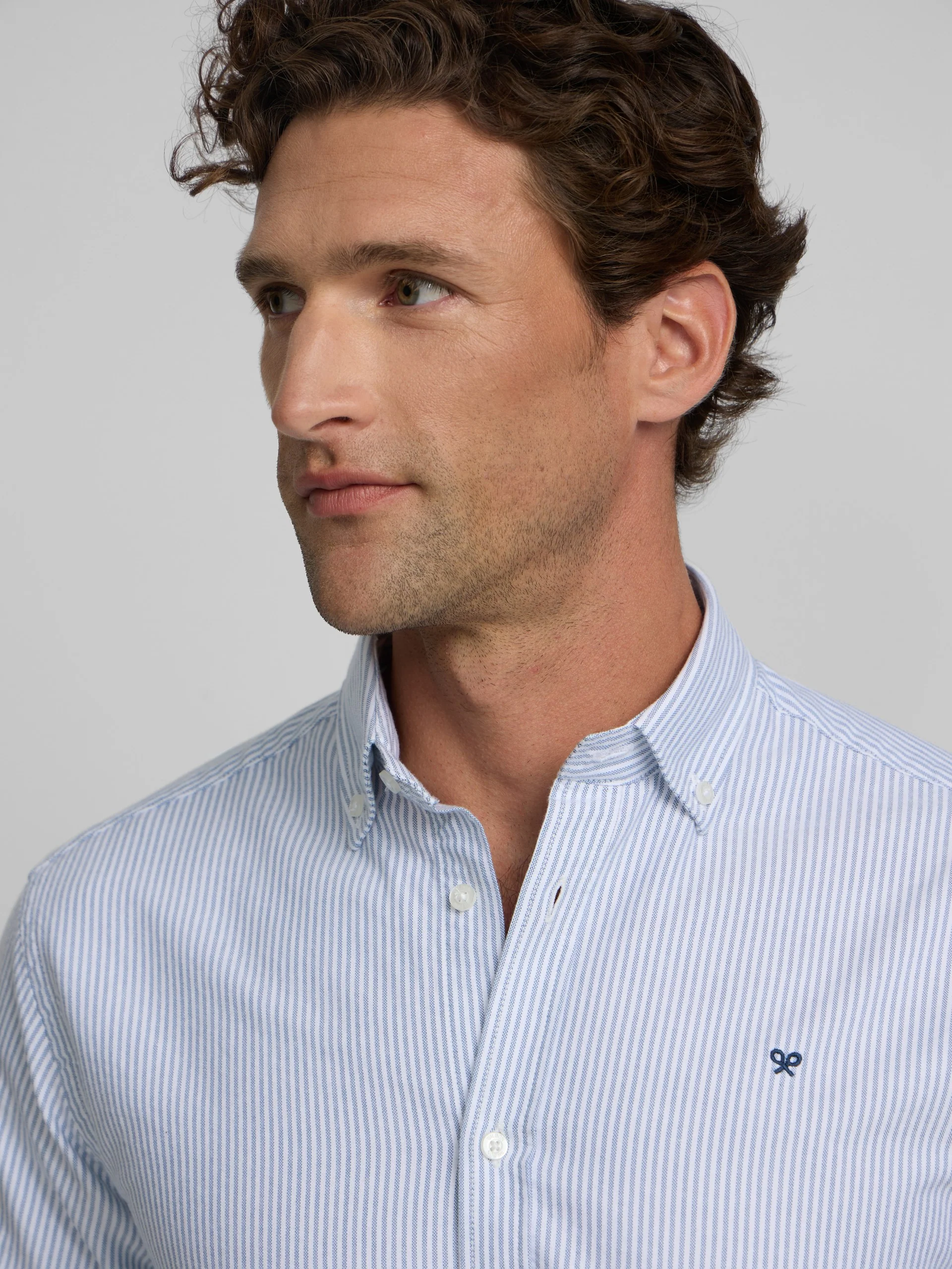 Camisa sport oxford rayas azul - Image 3