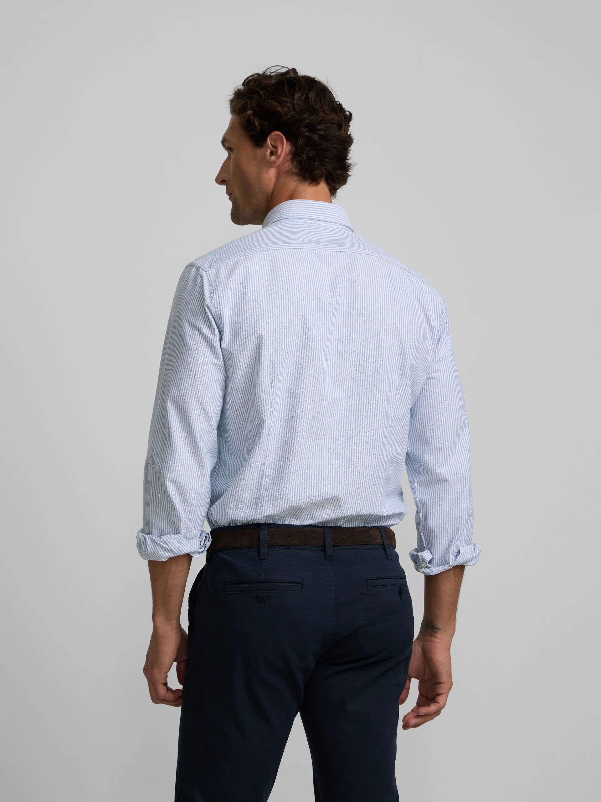Camisa sport oxford rayas azul - Image 4