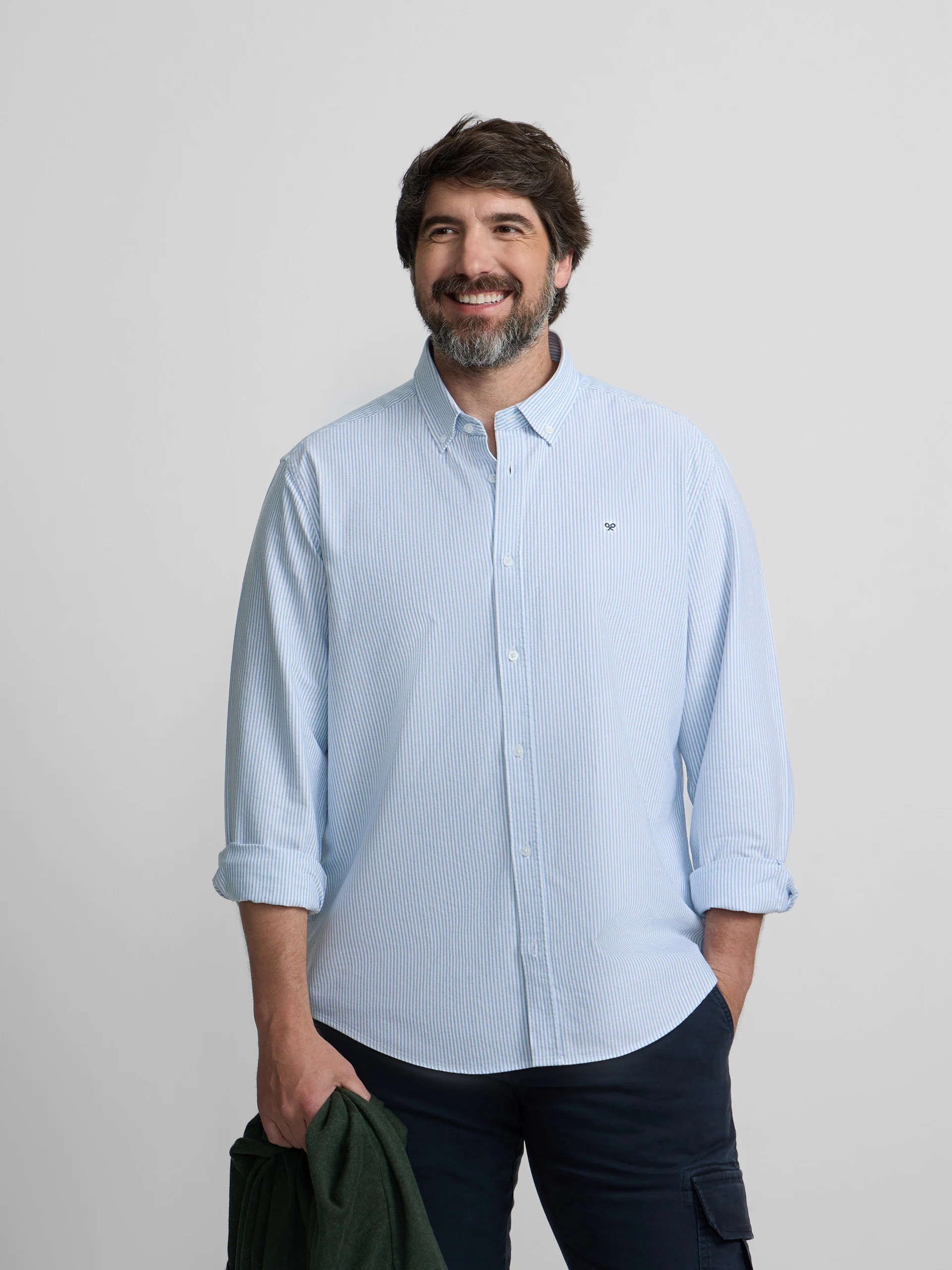 Camisa sport oxford rayas azul - Image 5