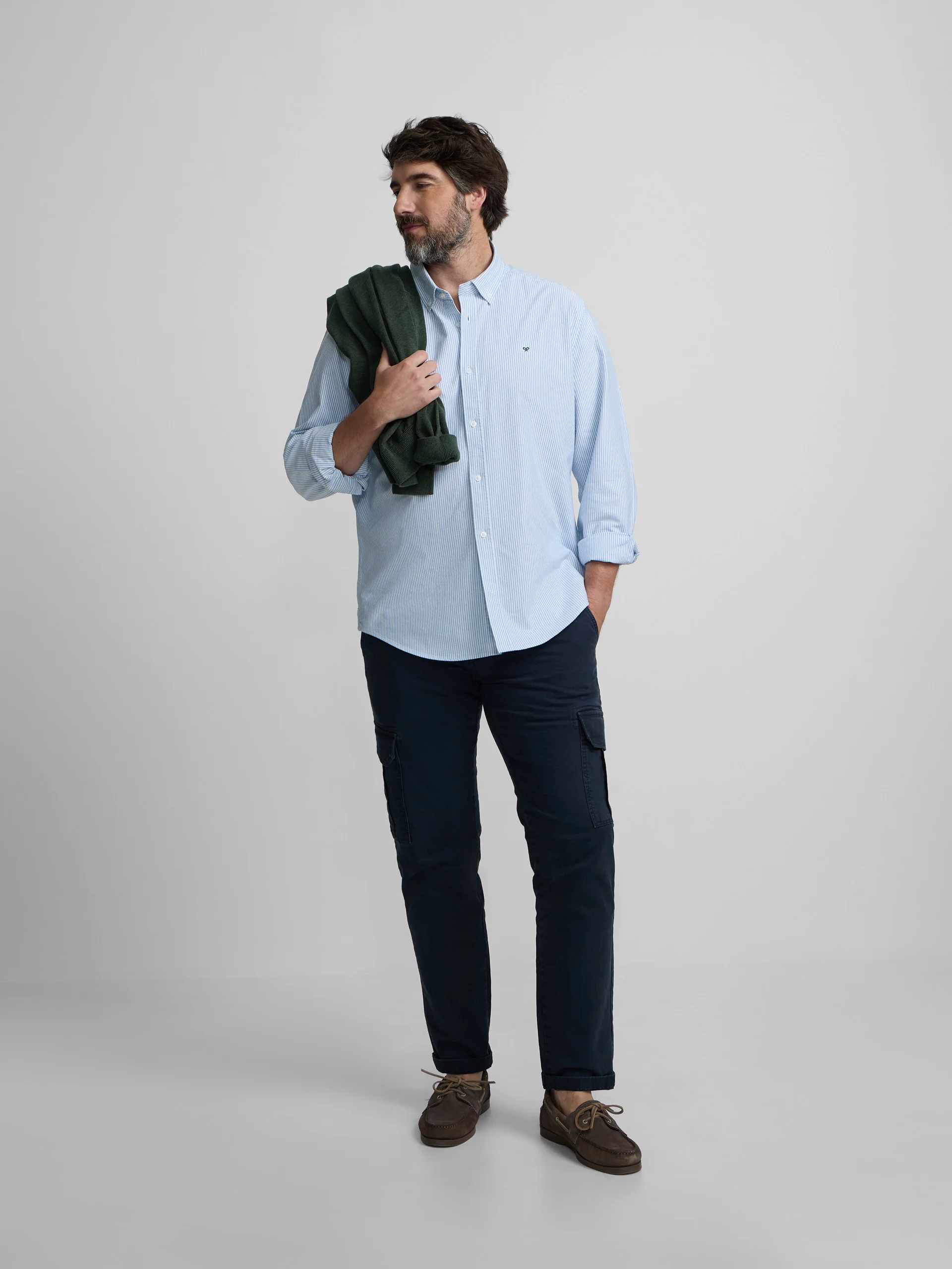 Camisa sport oxford rayas azul - Image 9