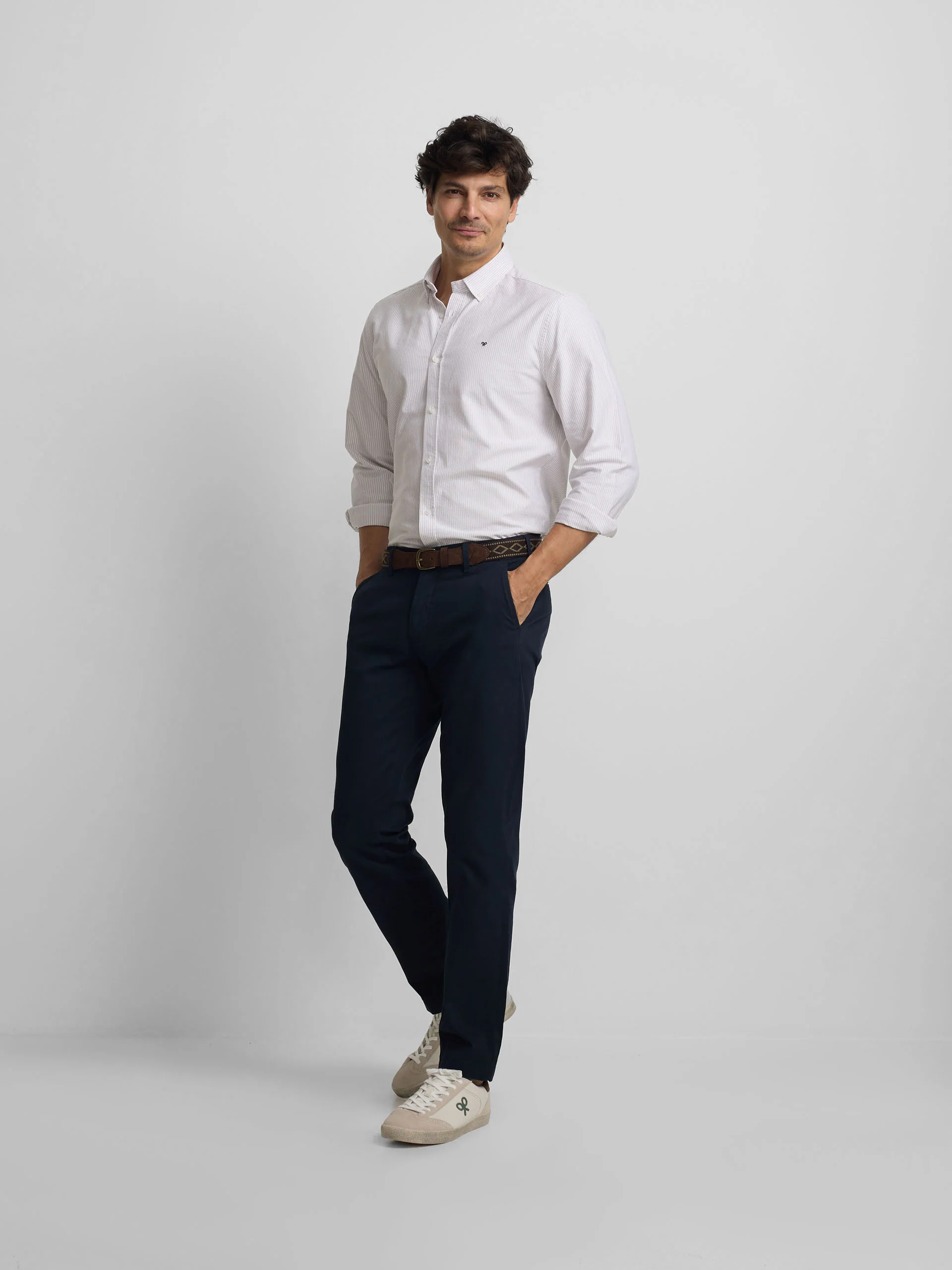 Camisa sport oxford rayas beige - Image 4