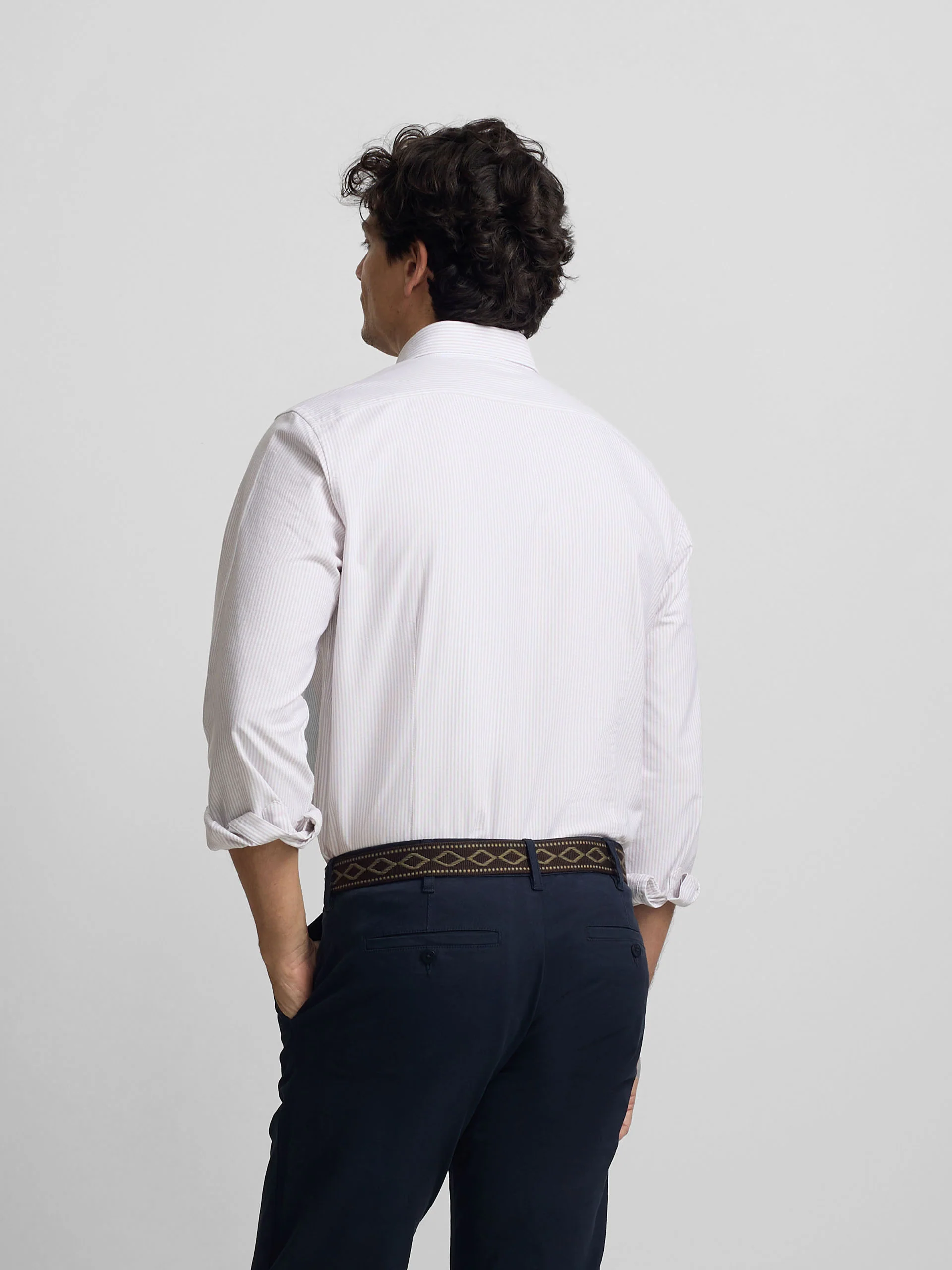 Camisa sport oxford rayas beige - Image 7
