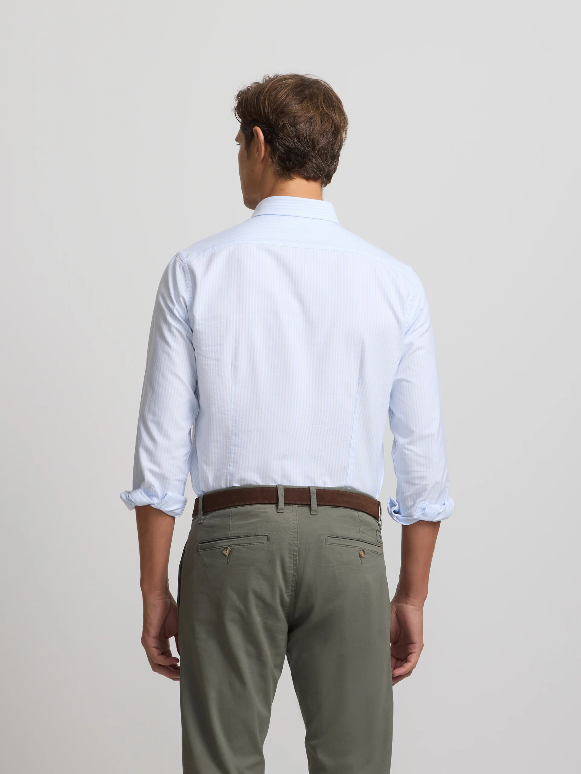 Camisa sport oxford rayas celeste - Image 4