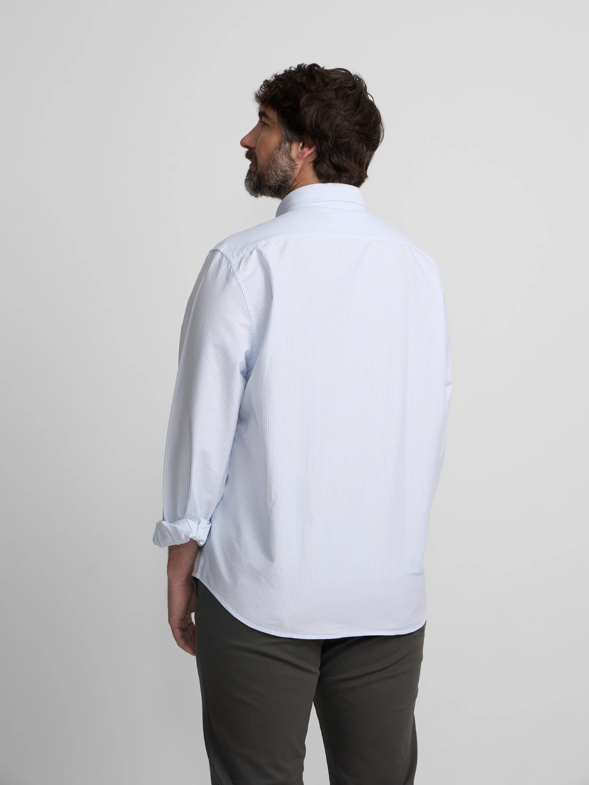 Camisa sport oxford rayas celeste - Image 9