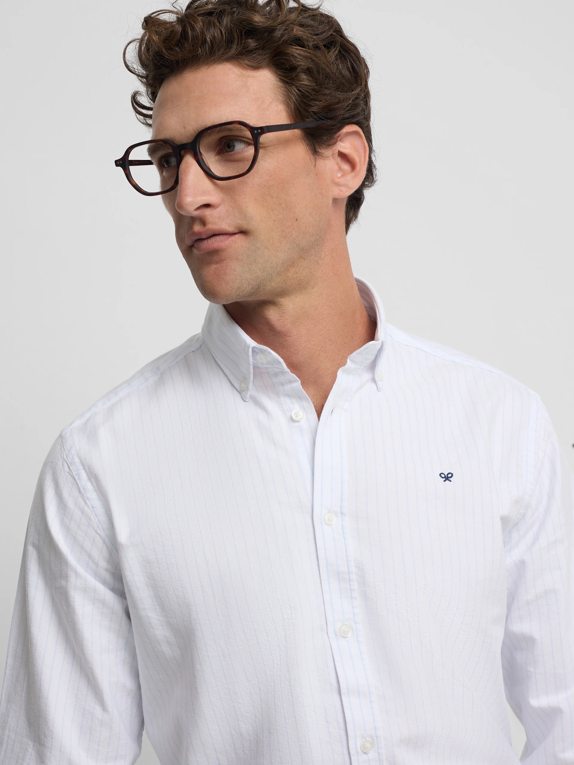 Camisa sport oxford rayas celestes blanca - Image 3
