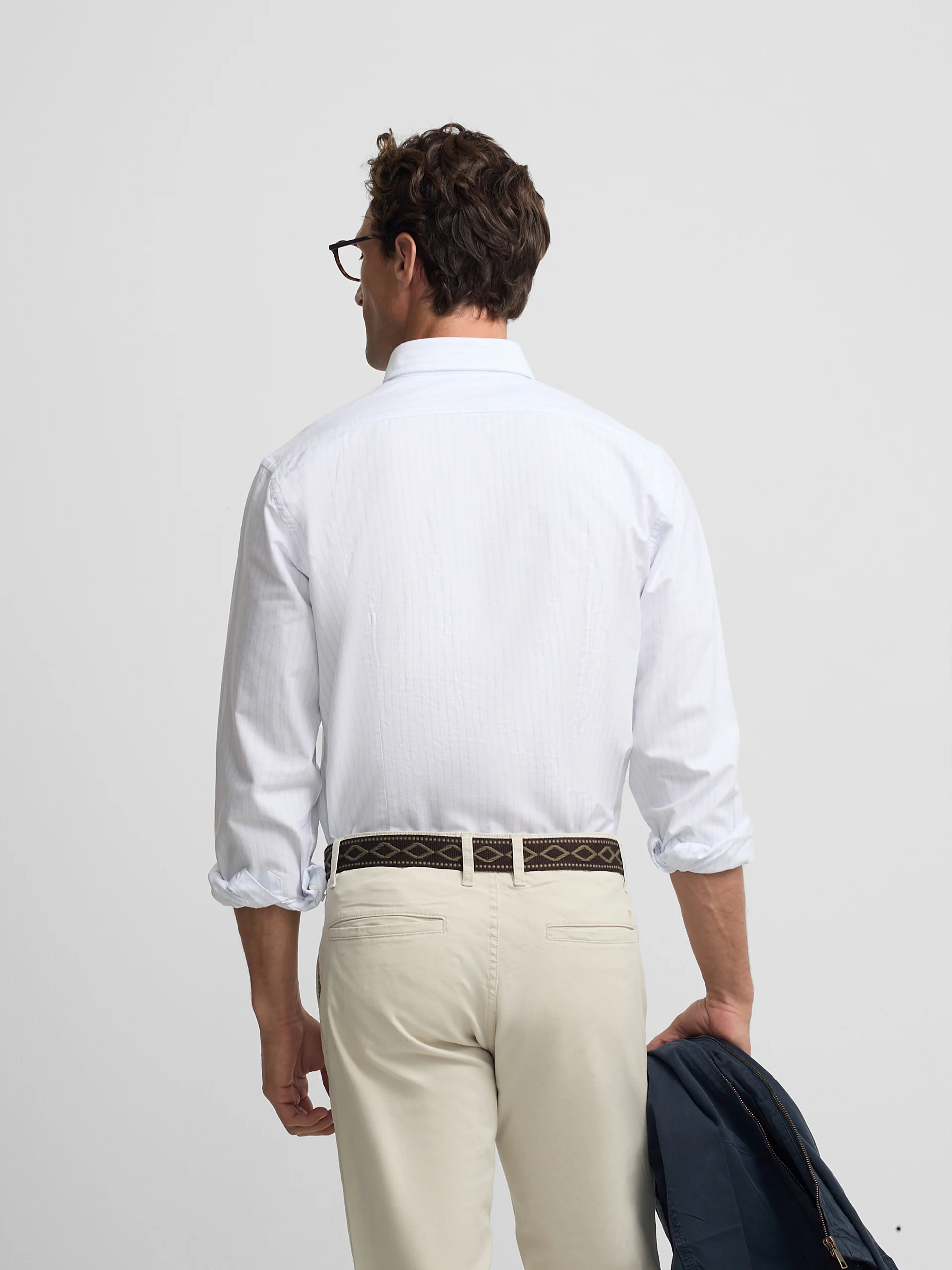 Camisa sport oxford rayas celestes blanca - Image 4