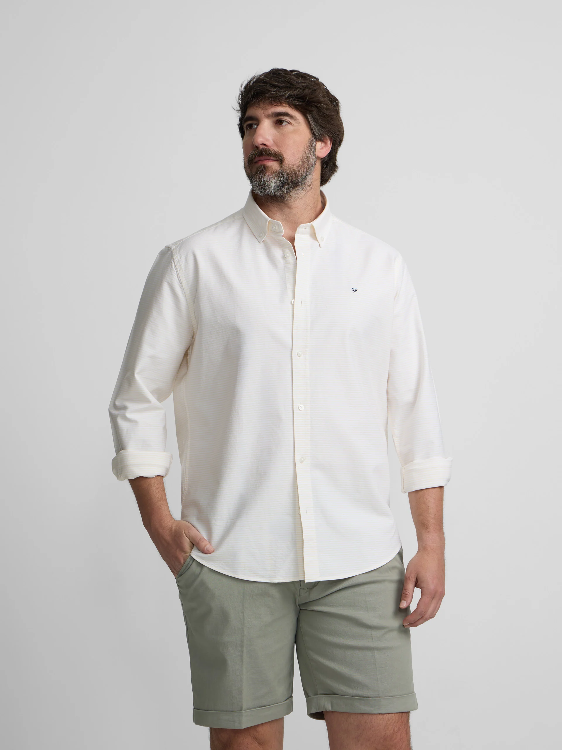 Camisa sport oxford rayas horizontales amarillo - Image 5