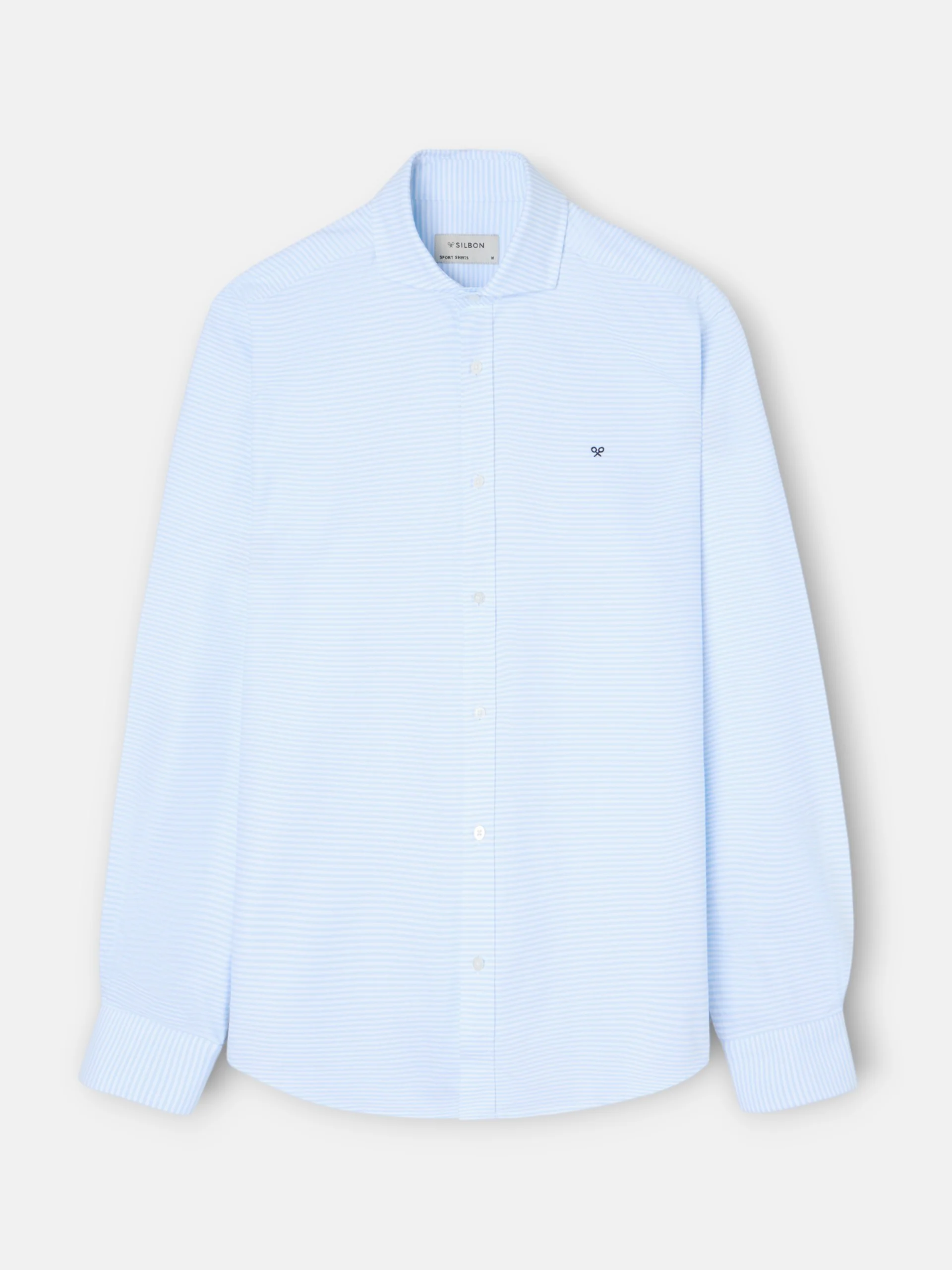 Camisa sport oxford rayas horizontales celeste - Image 5