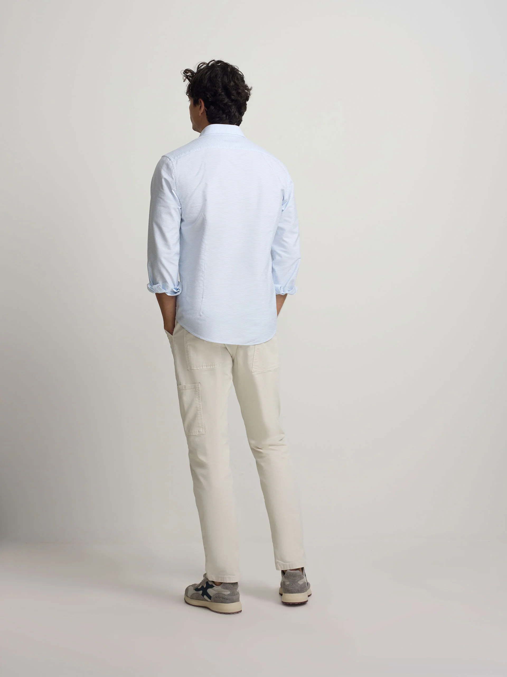 Camisa sport oxford rayas horizontales celeste - Image 7