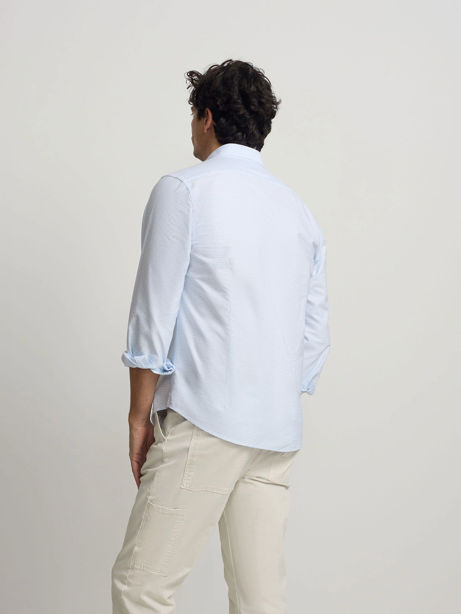 Camisa sport oxford rayas horizontales celeste - Image 8