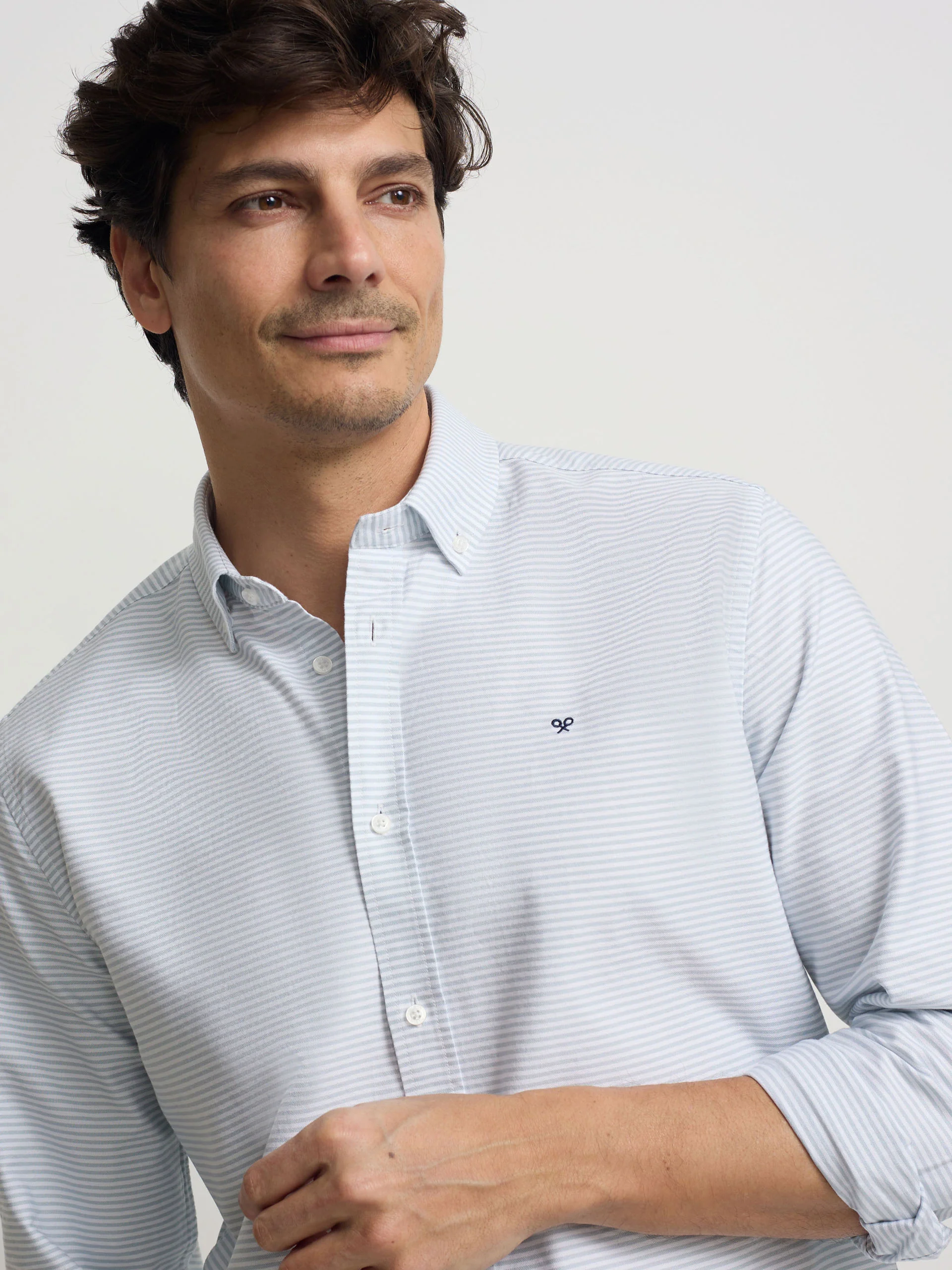 Camisa sport oxford rayas horizontales verdes - Image 3