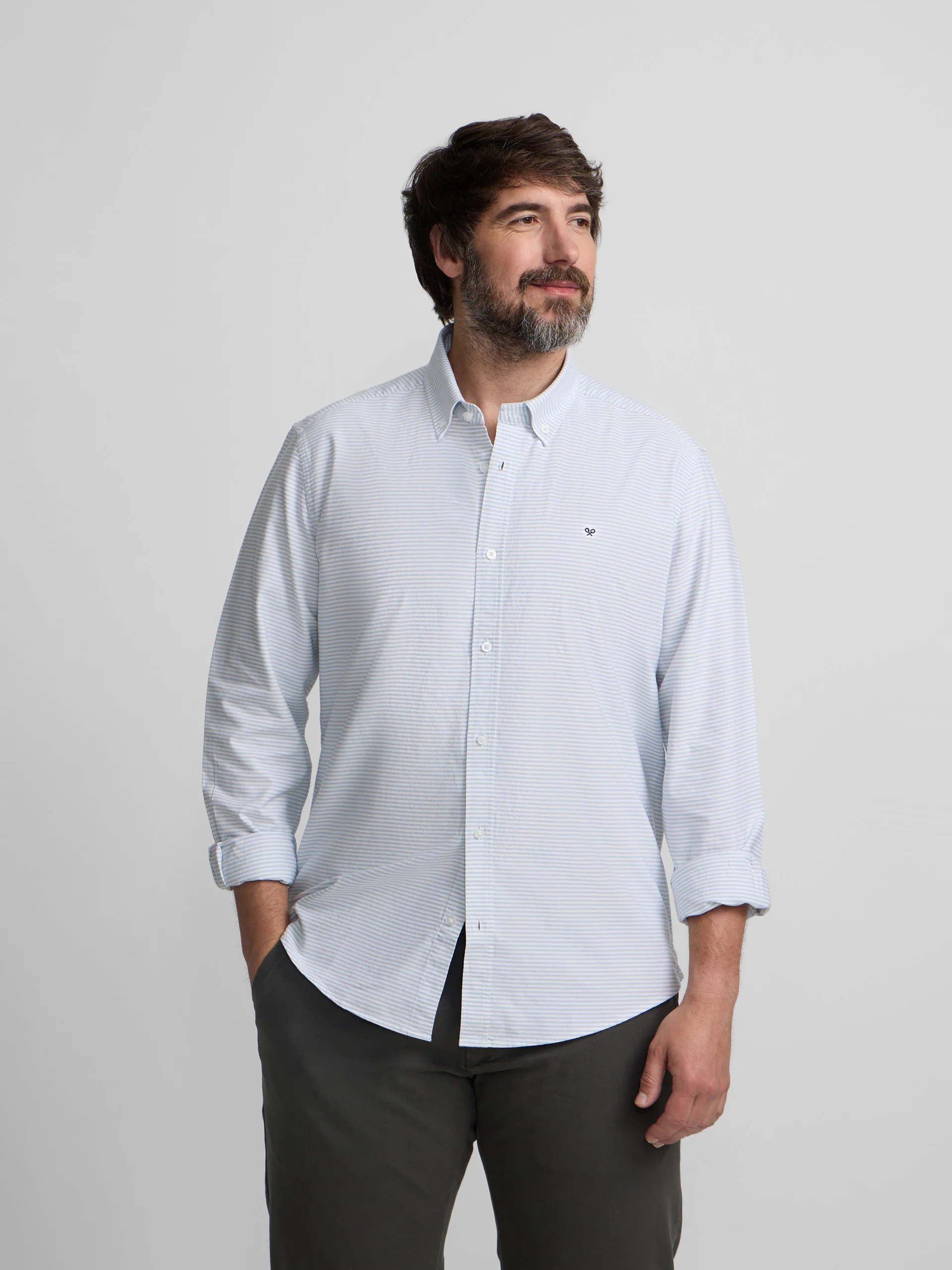 Camisa sport oxford rayas horizontales verdes - Image 5
