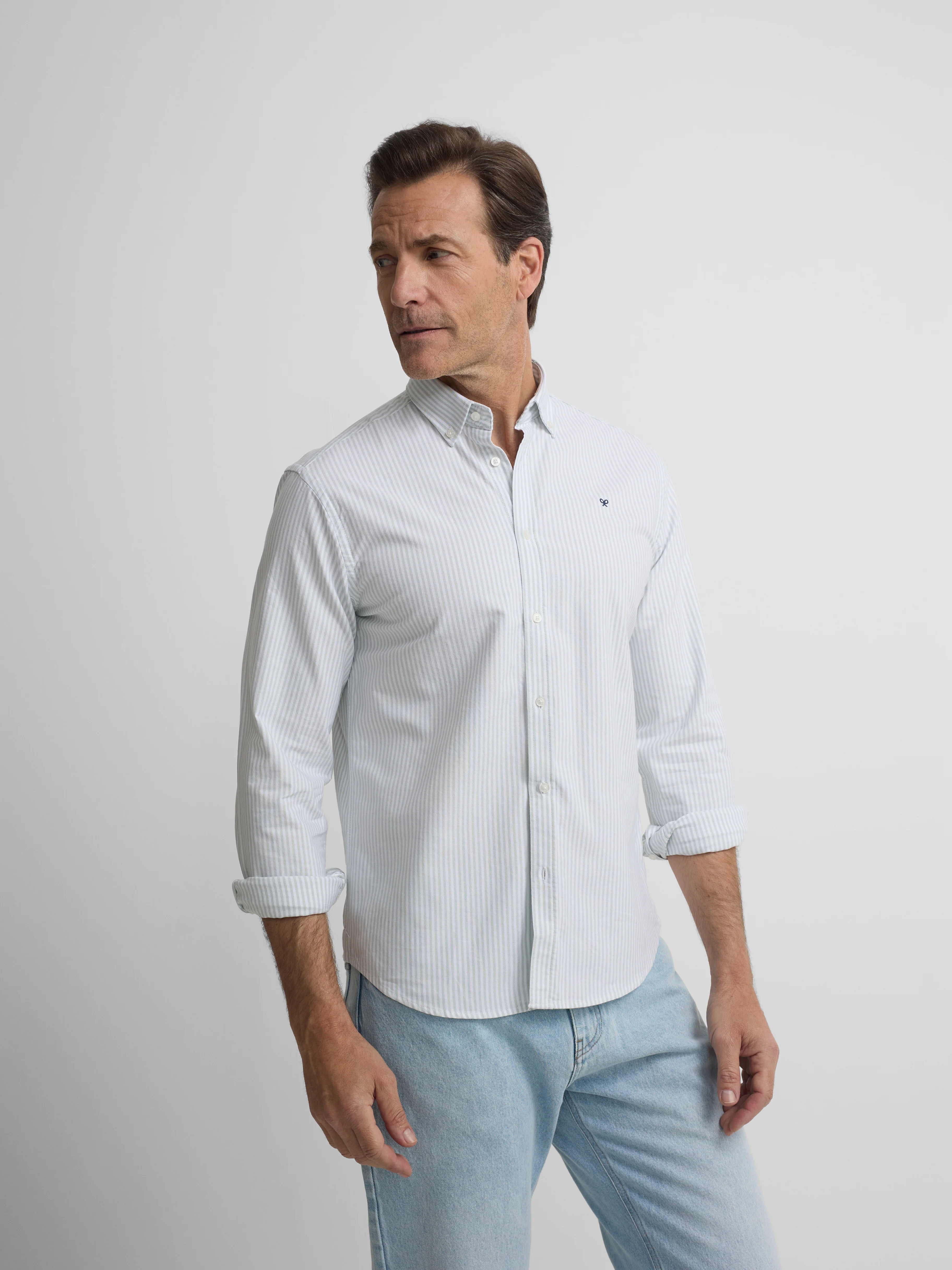 Camisa sport oxford rayas verde claro - Image 3