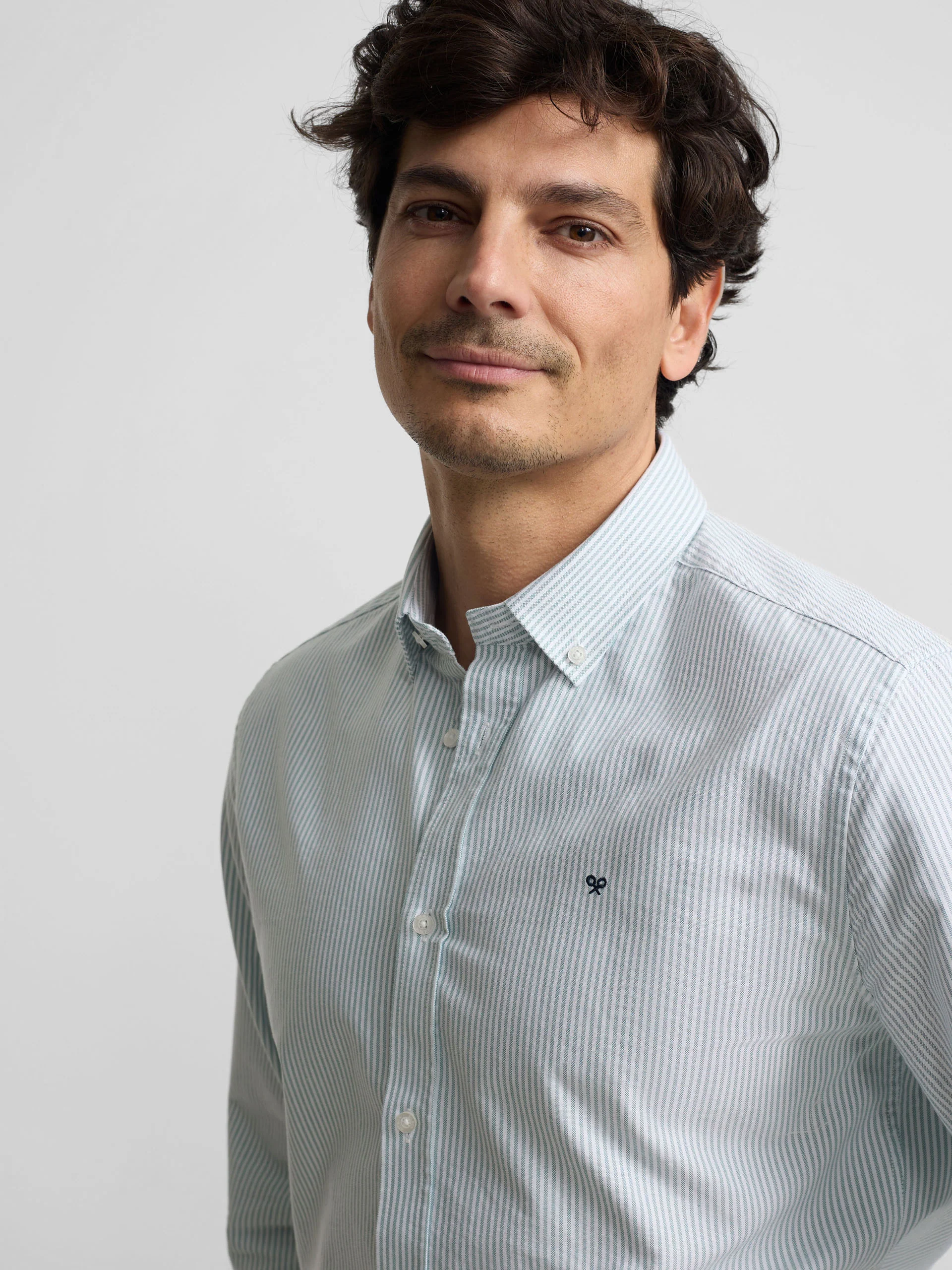 Camisa sport oxford rayas verde medio - Image 3