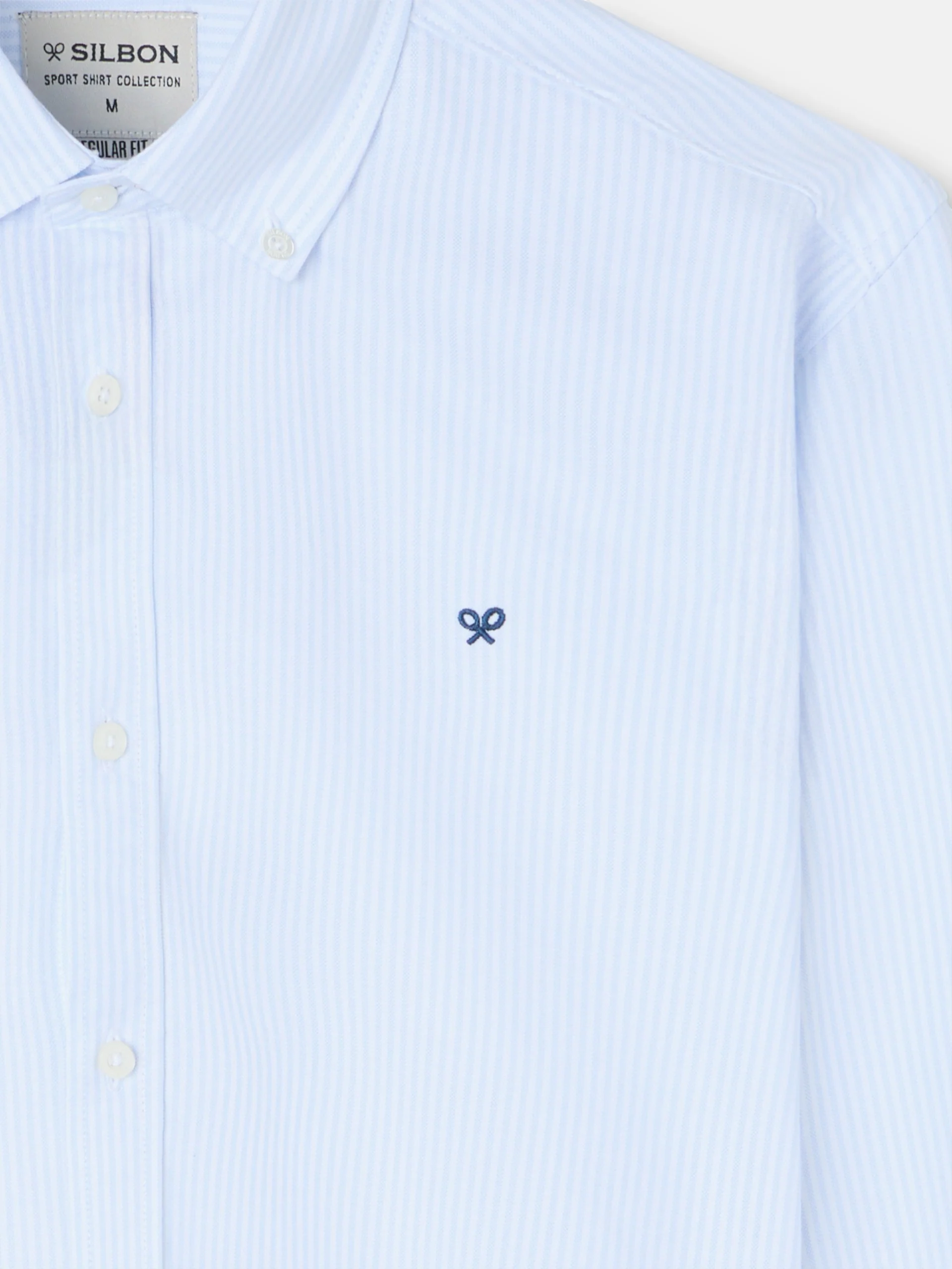 Camisa sport oxford regular fit rayas celeste - Image 2