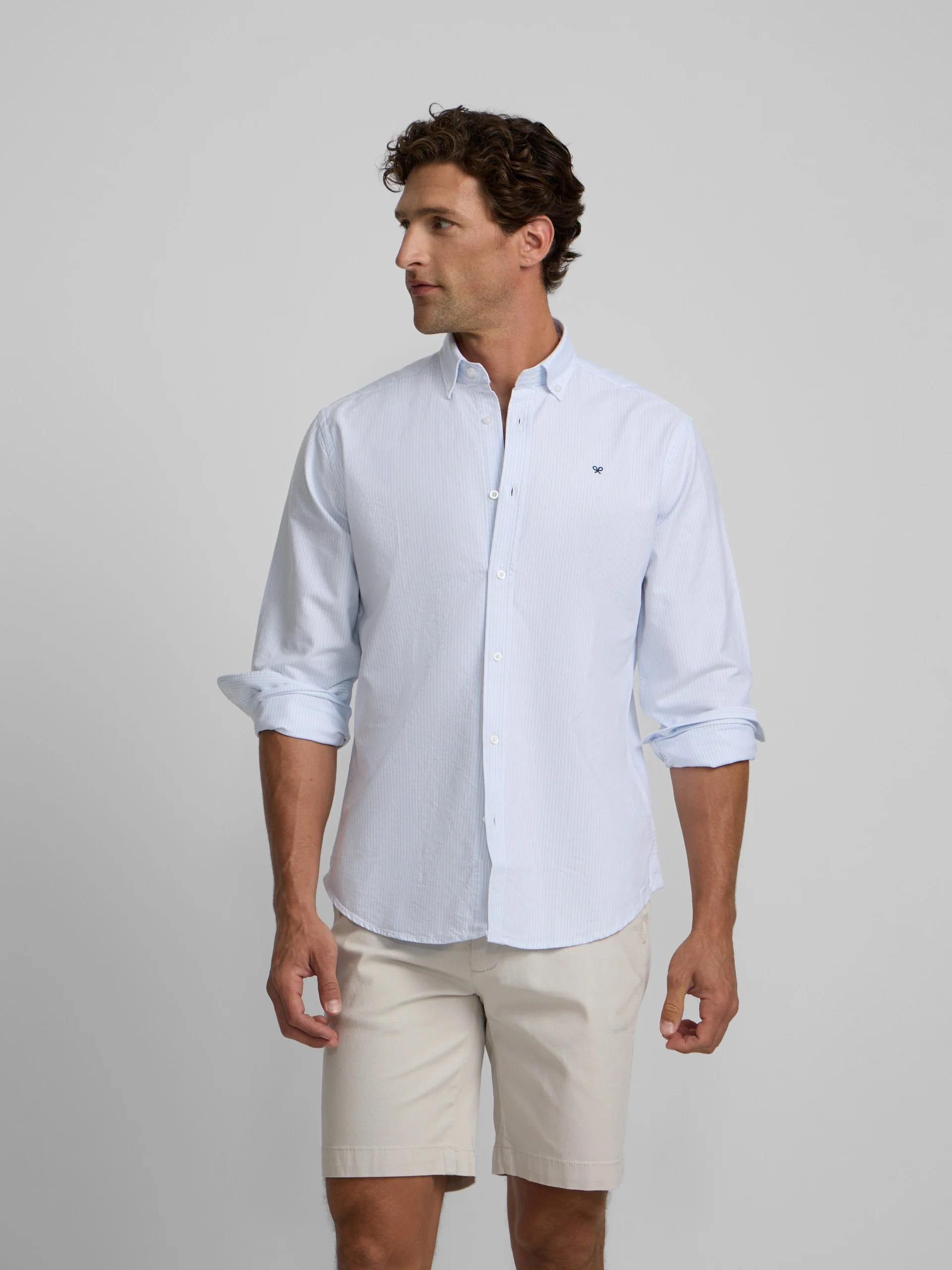 Camisa sport oxford regular fit rayas celeste - Image 3