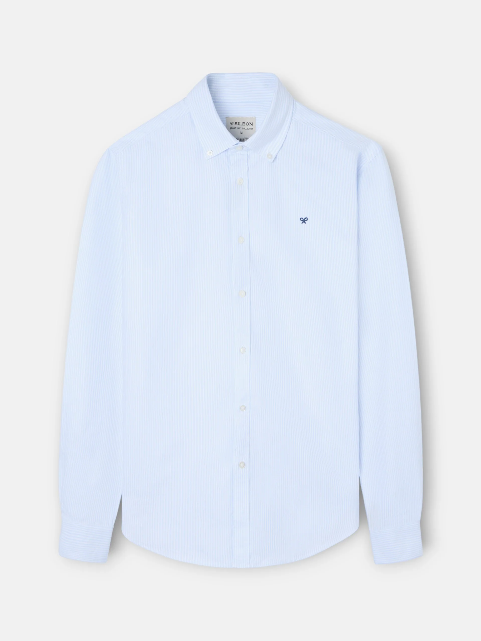 Camisa sport oxford regular fit rayas celeste - Image 5