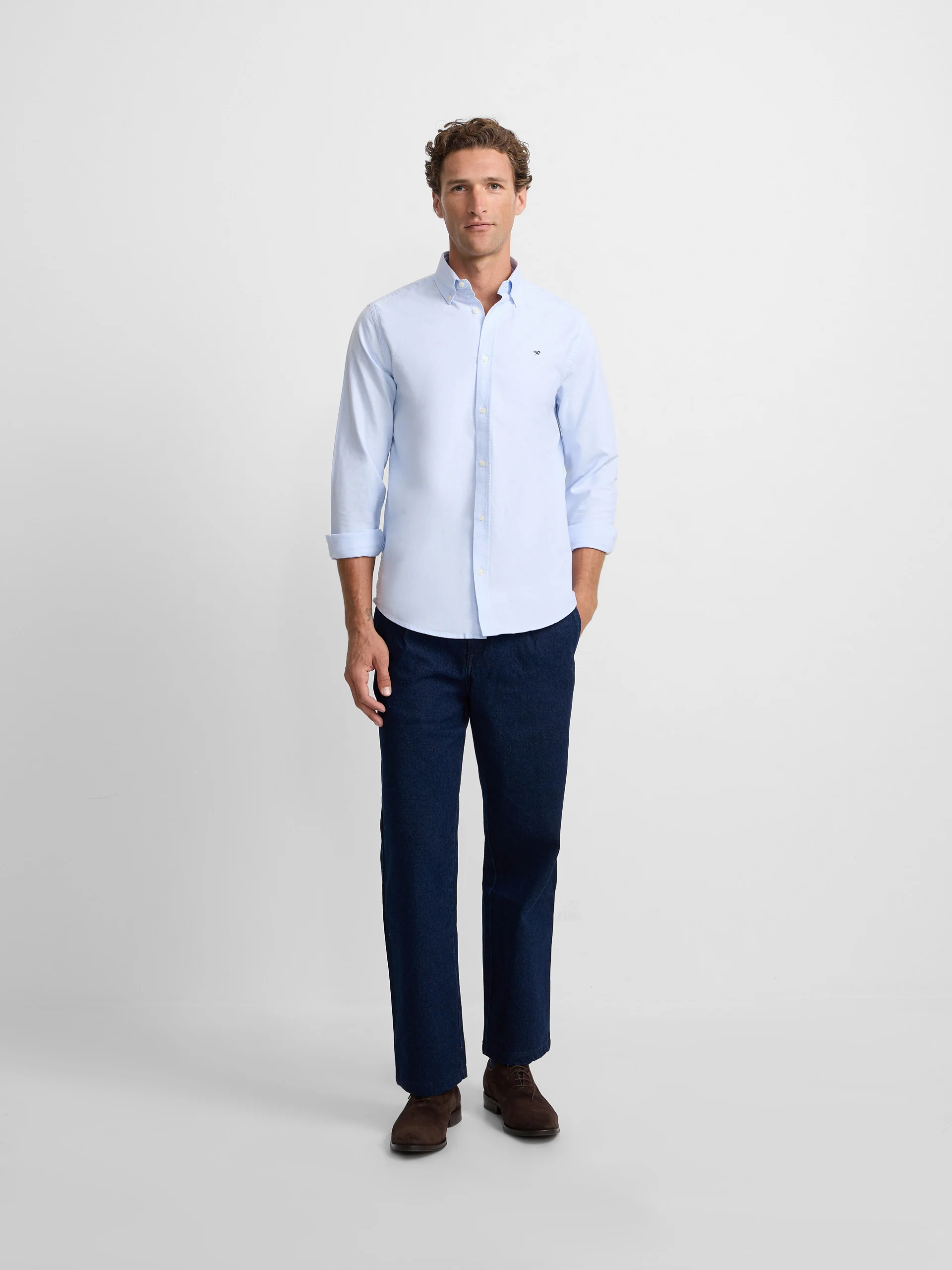 Camisa sport oxford regular fit celeste - Image 4
