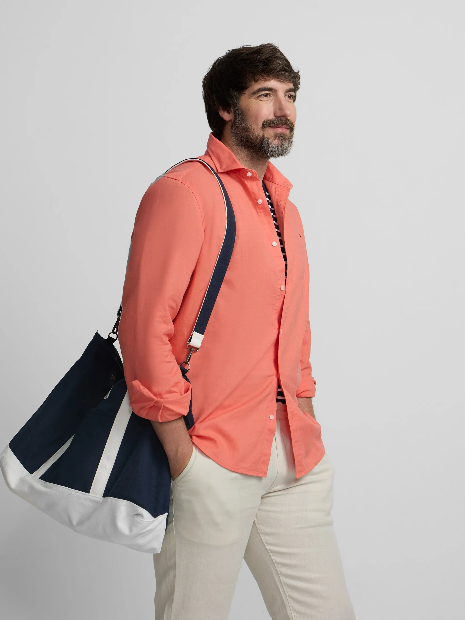 Camisa sport summer lino coral - Image 11
