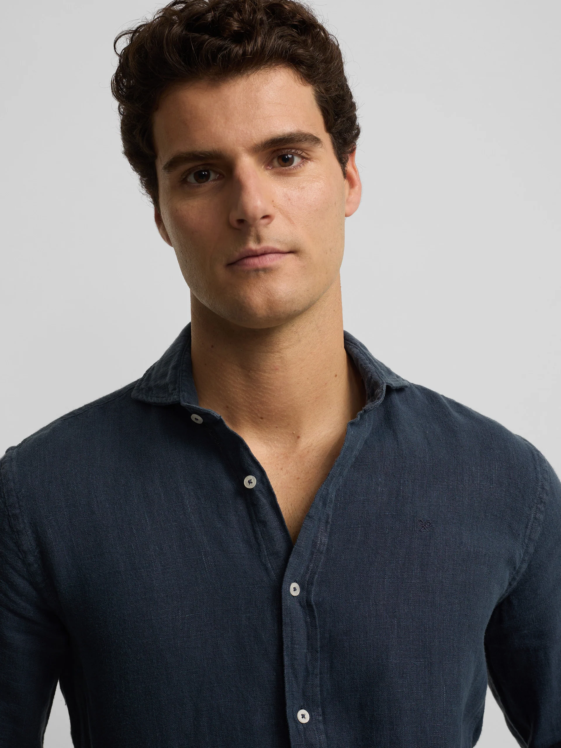 Camisa sport warm linen azul marino - Image 3