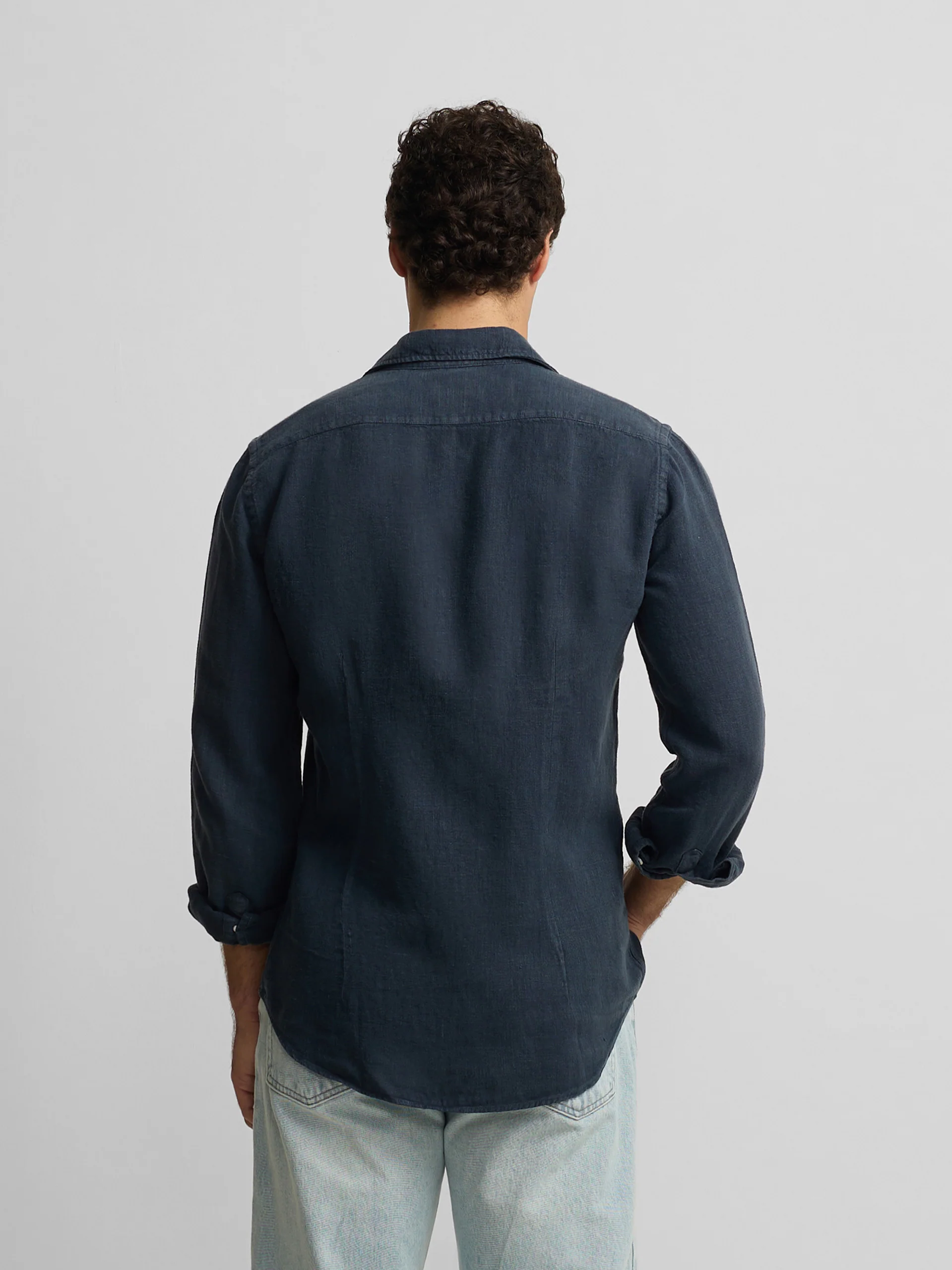 Camisa sport warm linen azul marino - Image 7