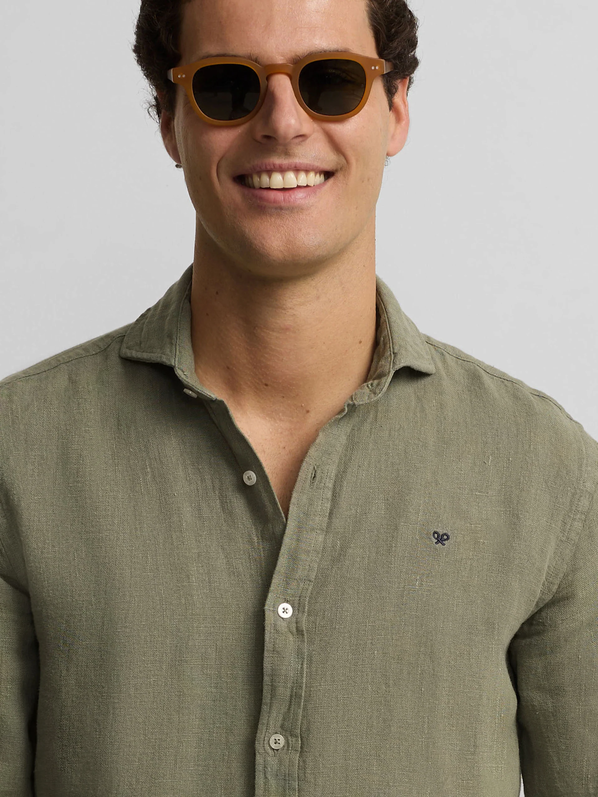 Camisa sport warm linen verde - Image 3