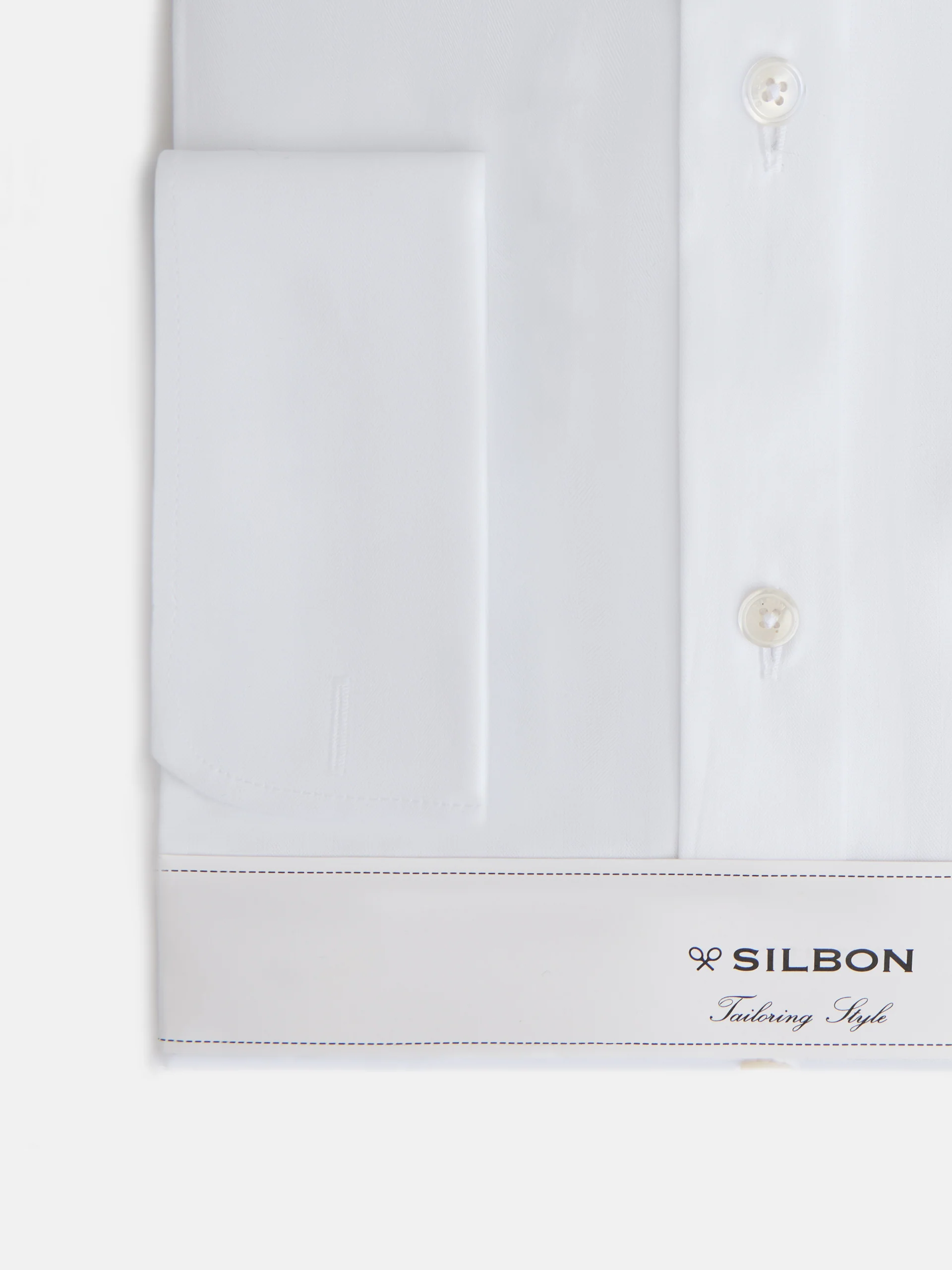 Camisa vestir espiga puño doble blanca