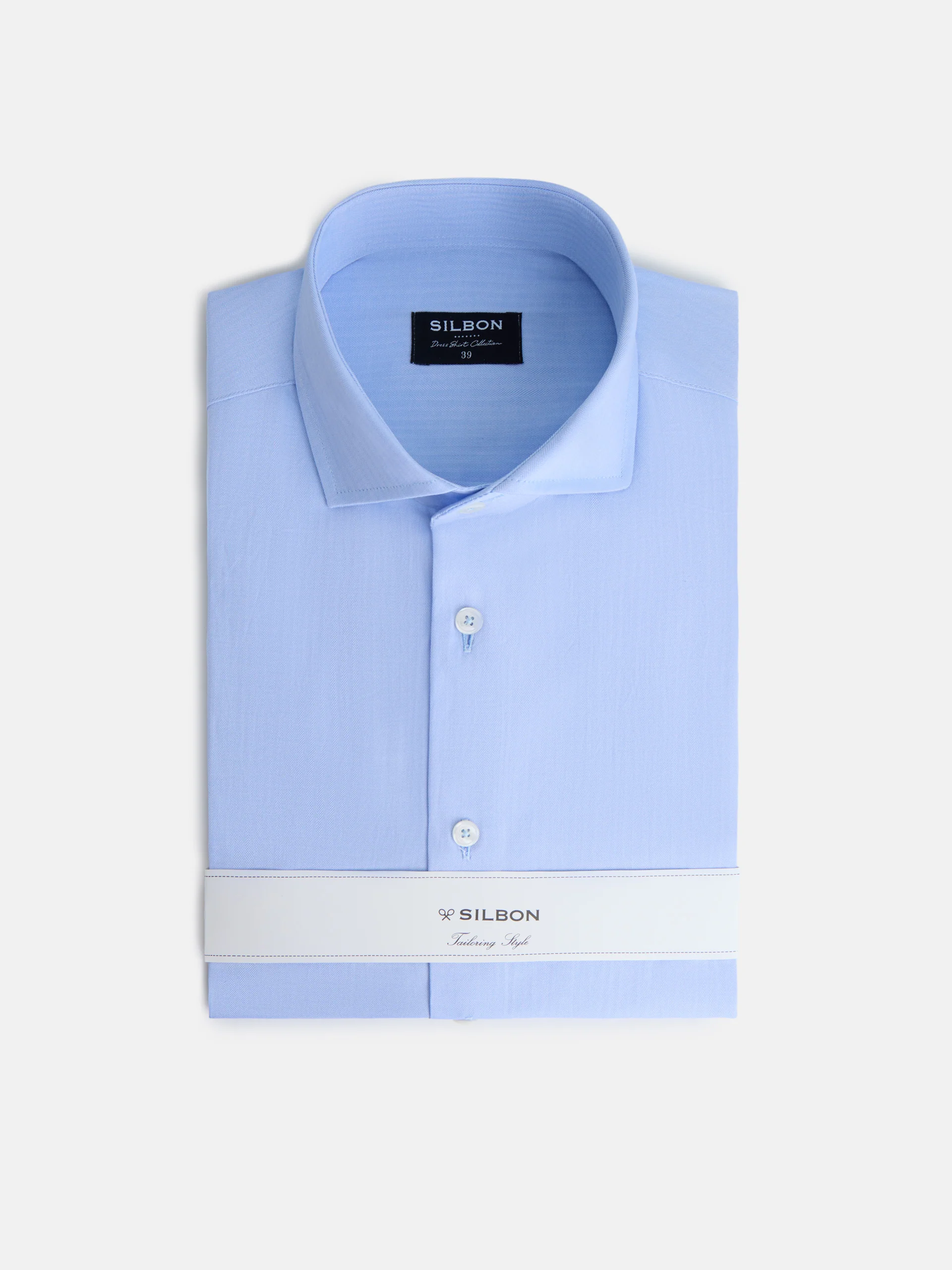 Camisa vestir espiga puño doble celeste - Image 2