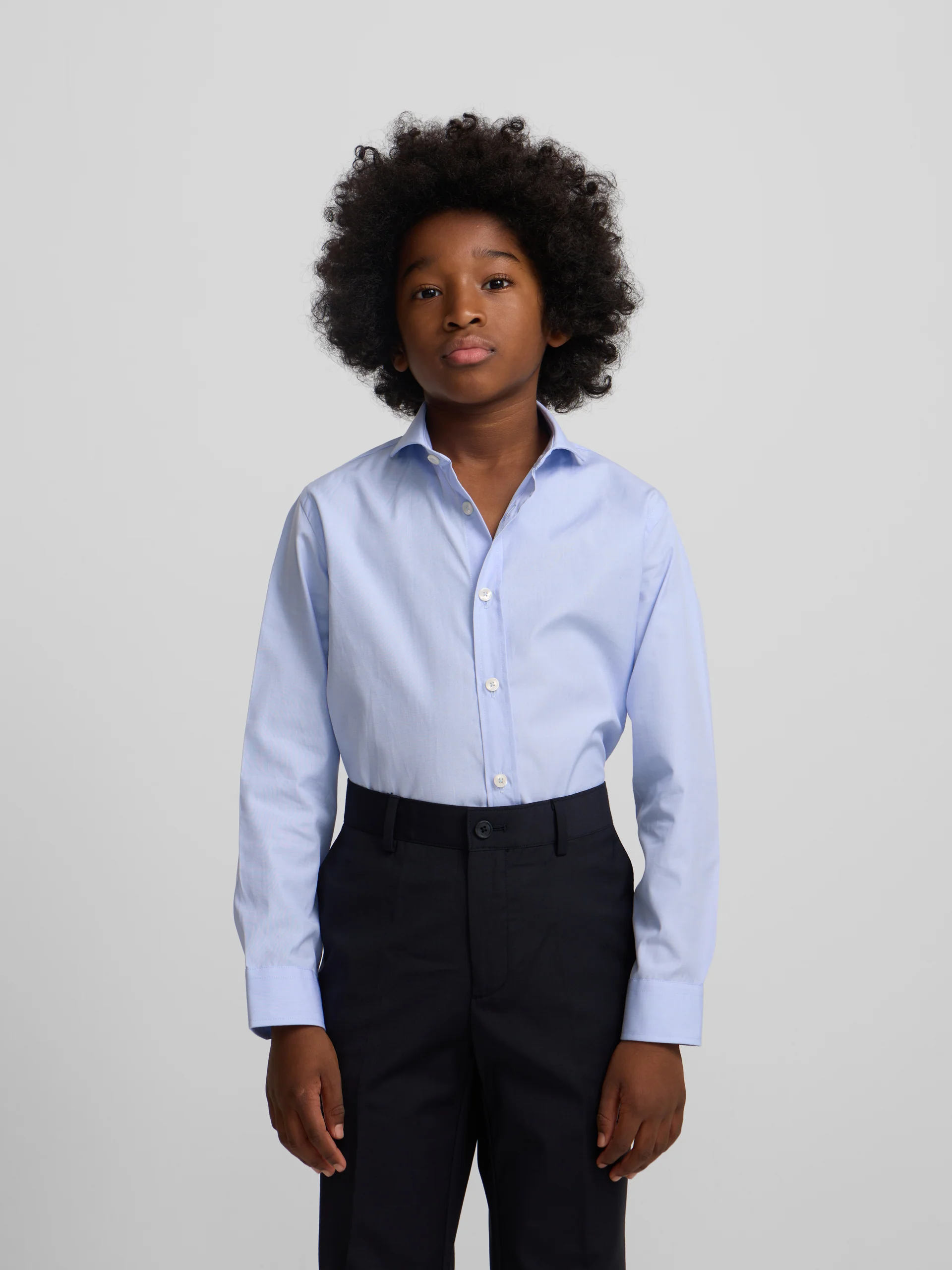 Camisa vestir kids puño simple celeste