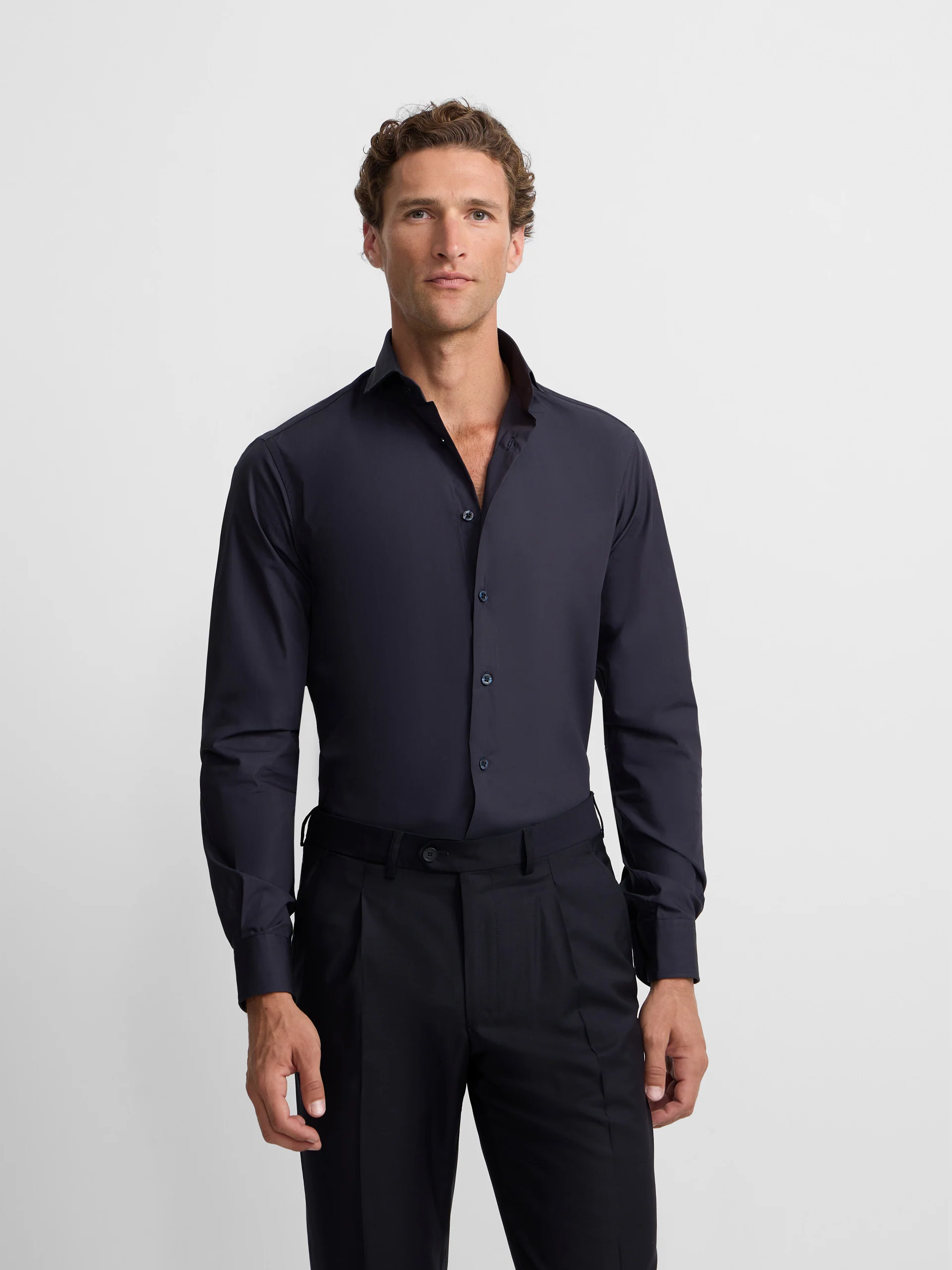 Camisa vestir lisa azul marino - Image 3
