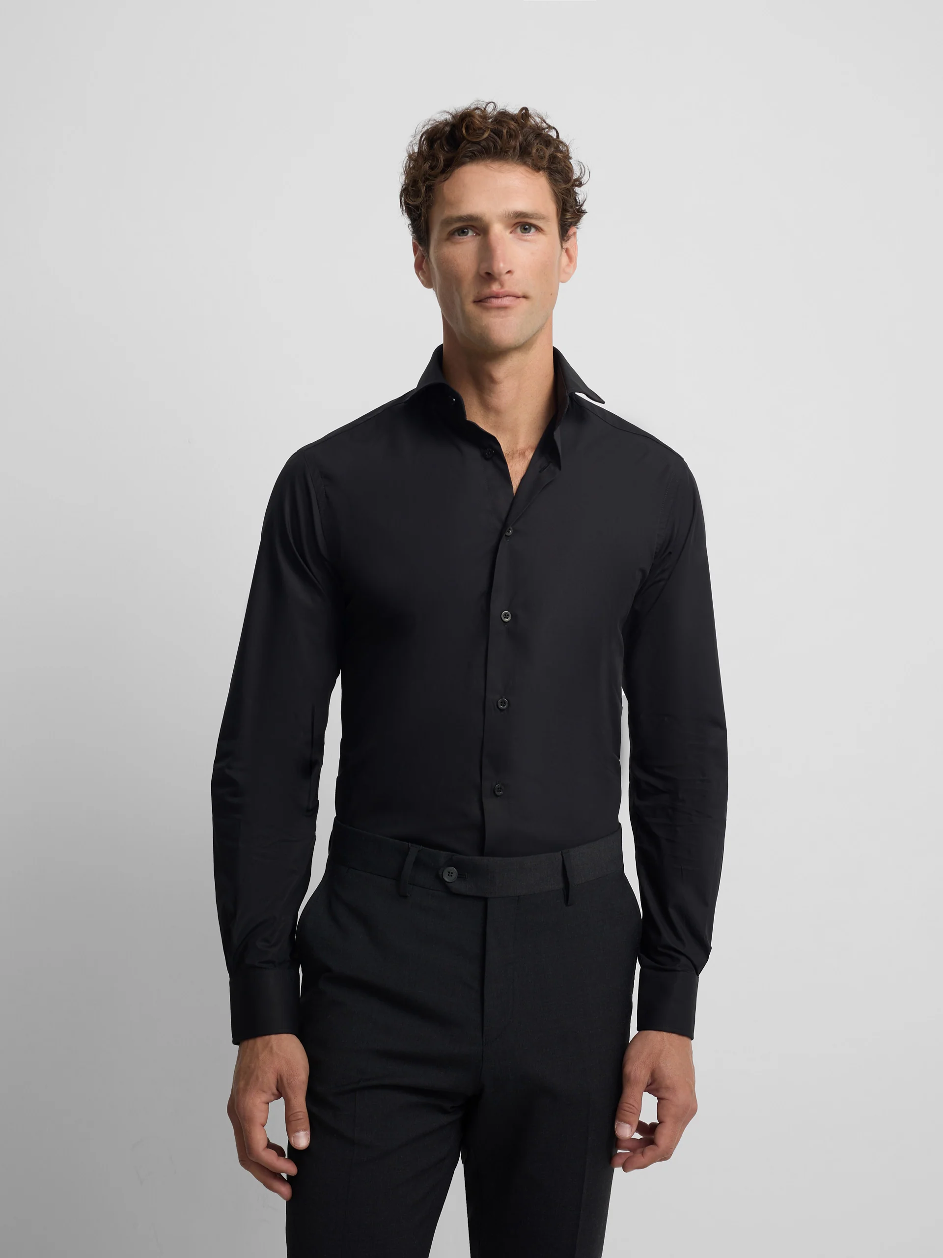 Camisa vestir lisa negra - Image 3