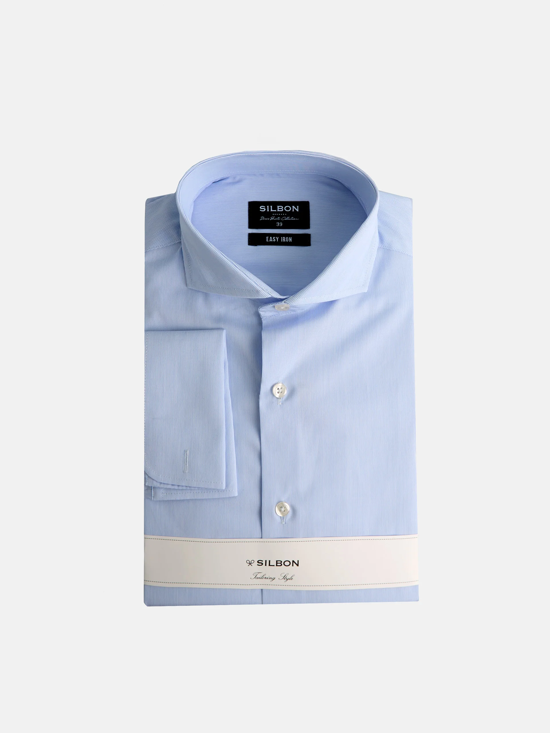 Camisa vestir mini rayas celeste puño doble - Image 2